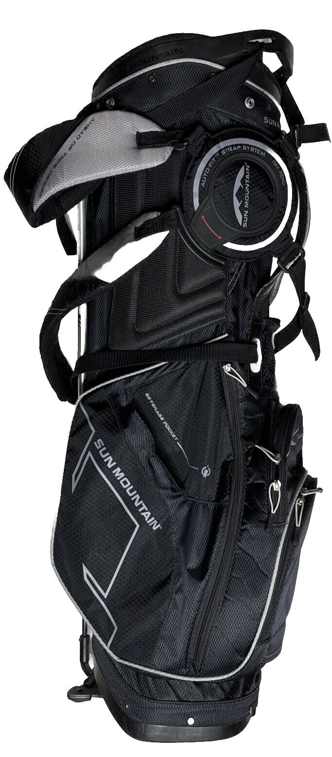 Sun Mountain Three 5 Golf Stand Bag Black 4 Way Auto Fit Dual Strap 6 Pocket