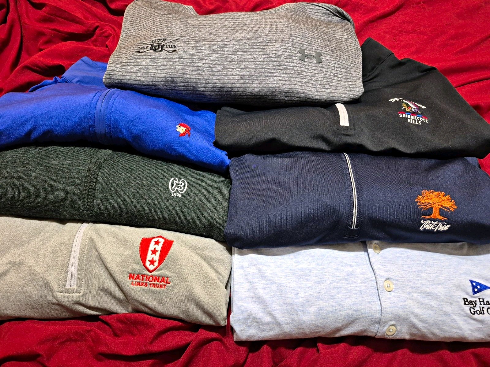 Golf 1/4 Zip & Long Sleeve Shirt Lot Golf Top 100 Peter Millar B Draddy XL