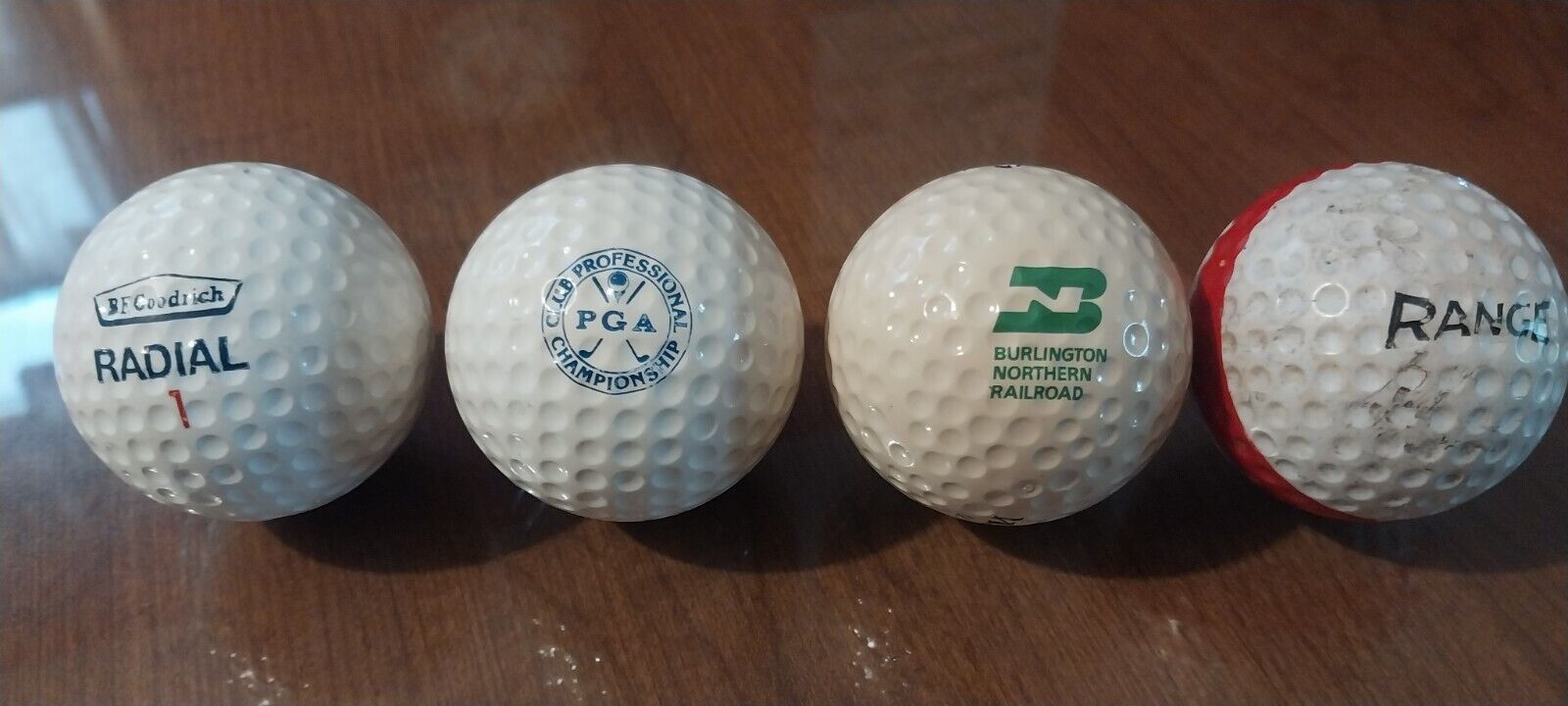 4 Antique Golf Balls BN Railway, PGA, BF Goodrich & Range Taste of the Past