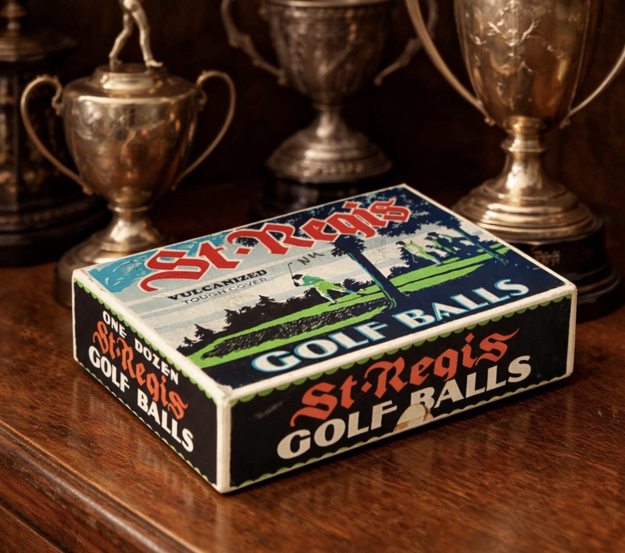 RARE - Vintage 1930s Art Deco St. Regis Vulcanized Golf Balls Box