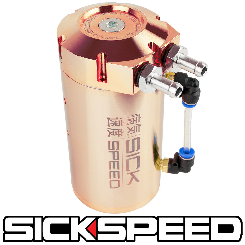SICKSPEED ROSE GOLD OIL CATCH CAN NON VENTED BAFFLED ENGINE RESERVOIR TANK  P2