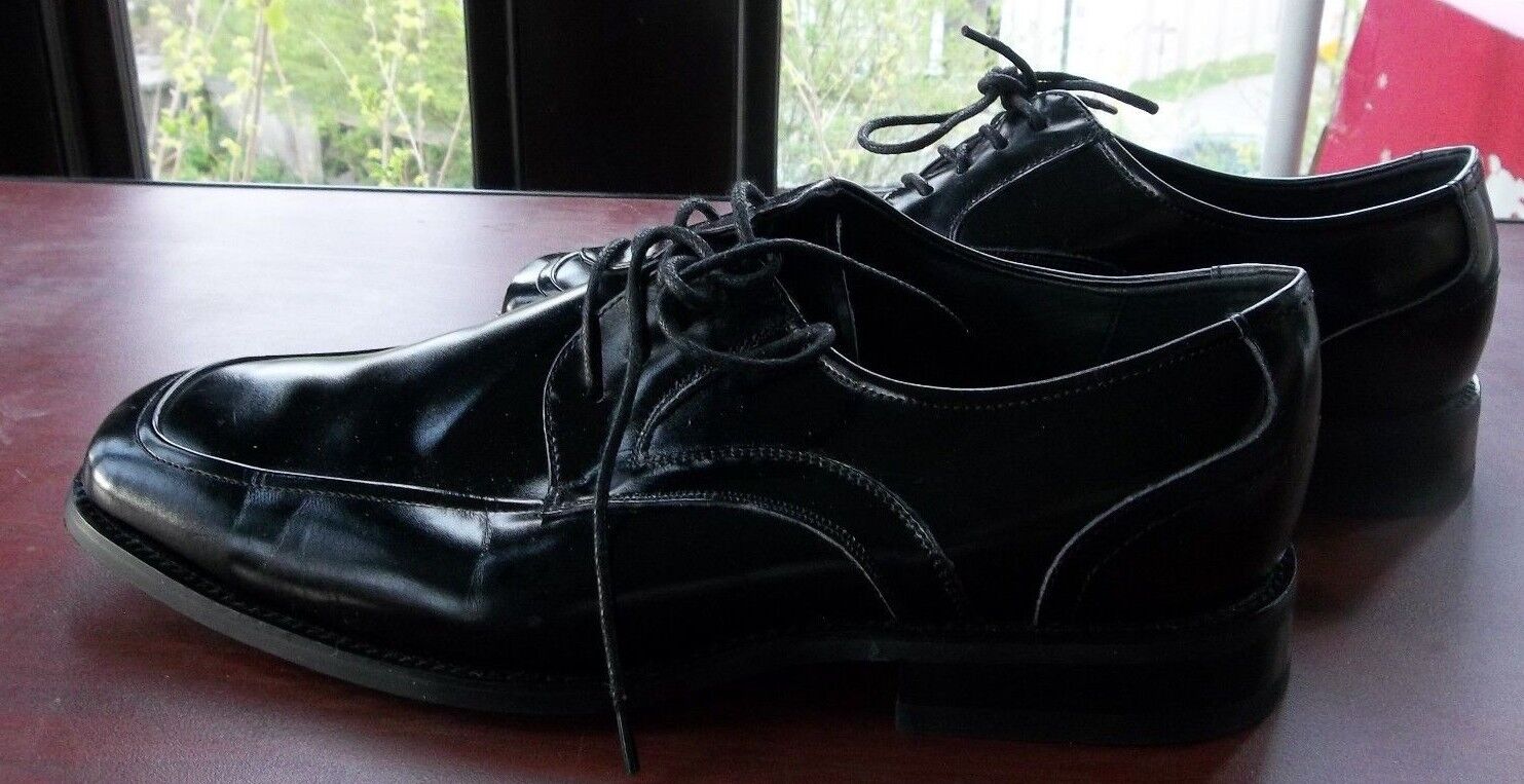 STACY ADAMS Size 9 1/2 MEN\'S Black Leather Shoes Lightly Used Great Condition