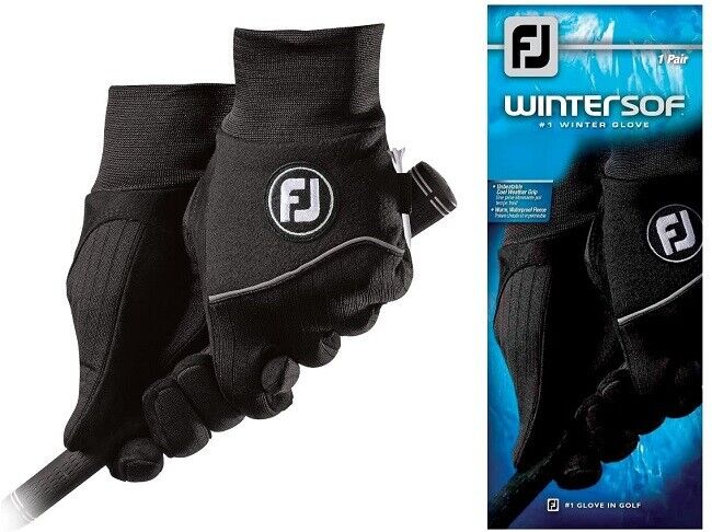 Mens Golf Gloves Large Pair Black WinterSof Cool Weather Grip FootJoy 