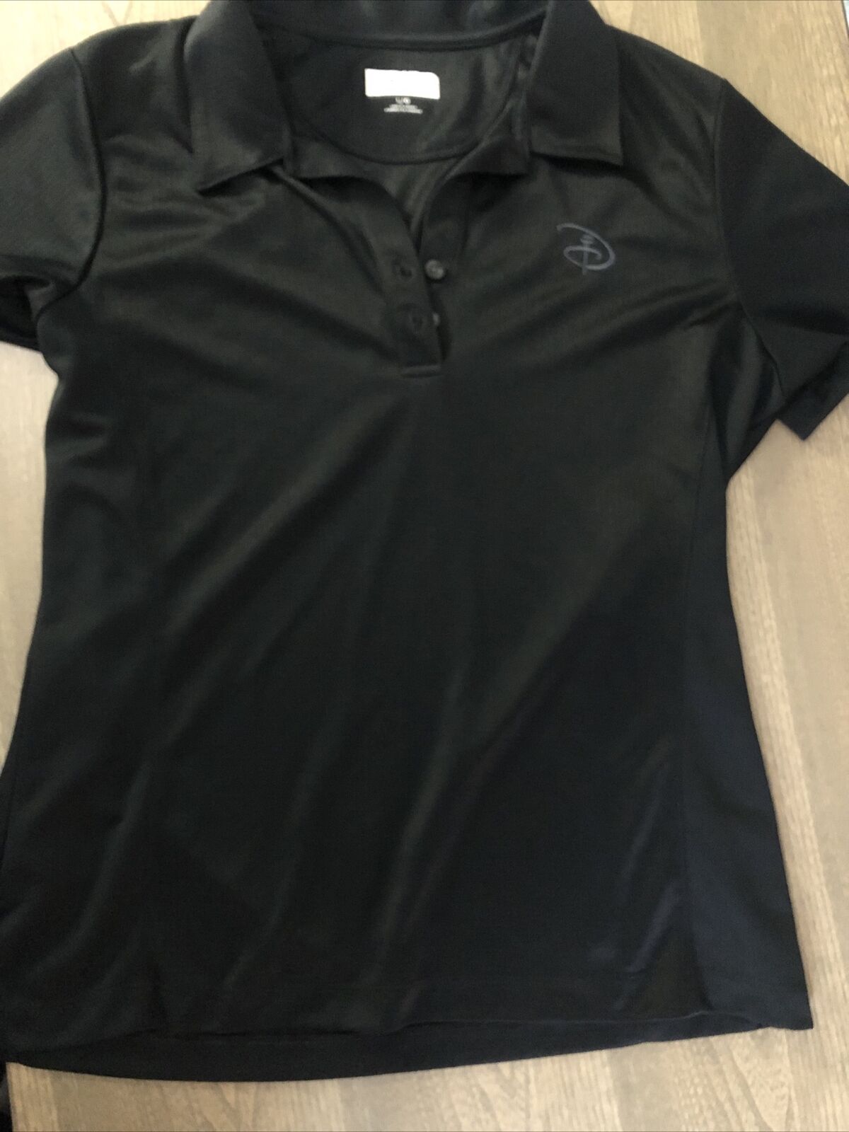 Women’s Greg Norman Play Dry Disney Golf Polo Button  Top Black Large Pre Own