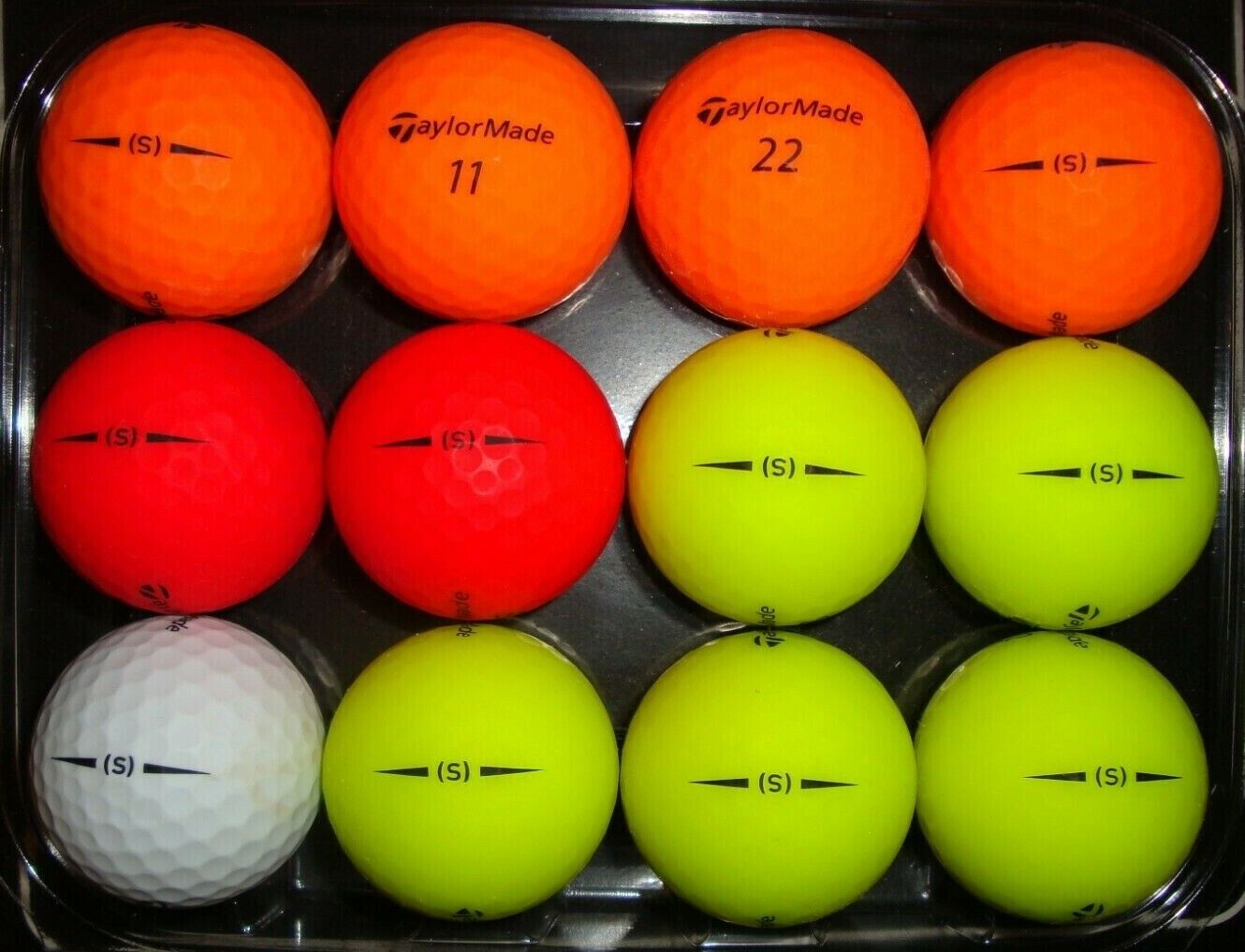 12 Taylormade (s) Matte multicolored used golf balls 