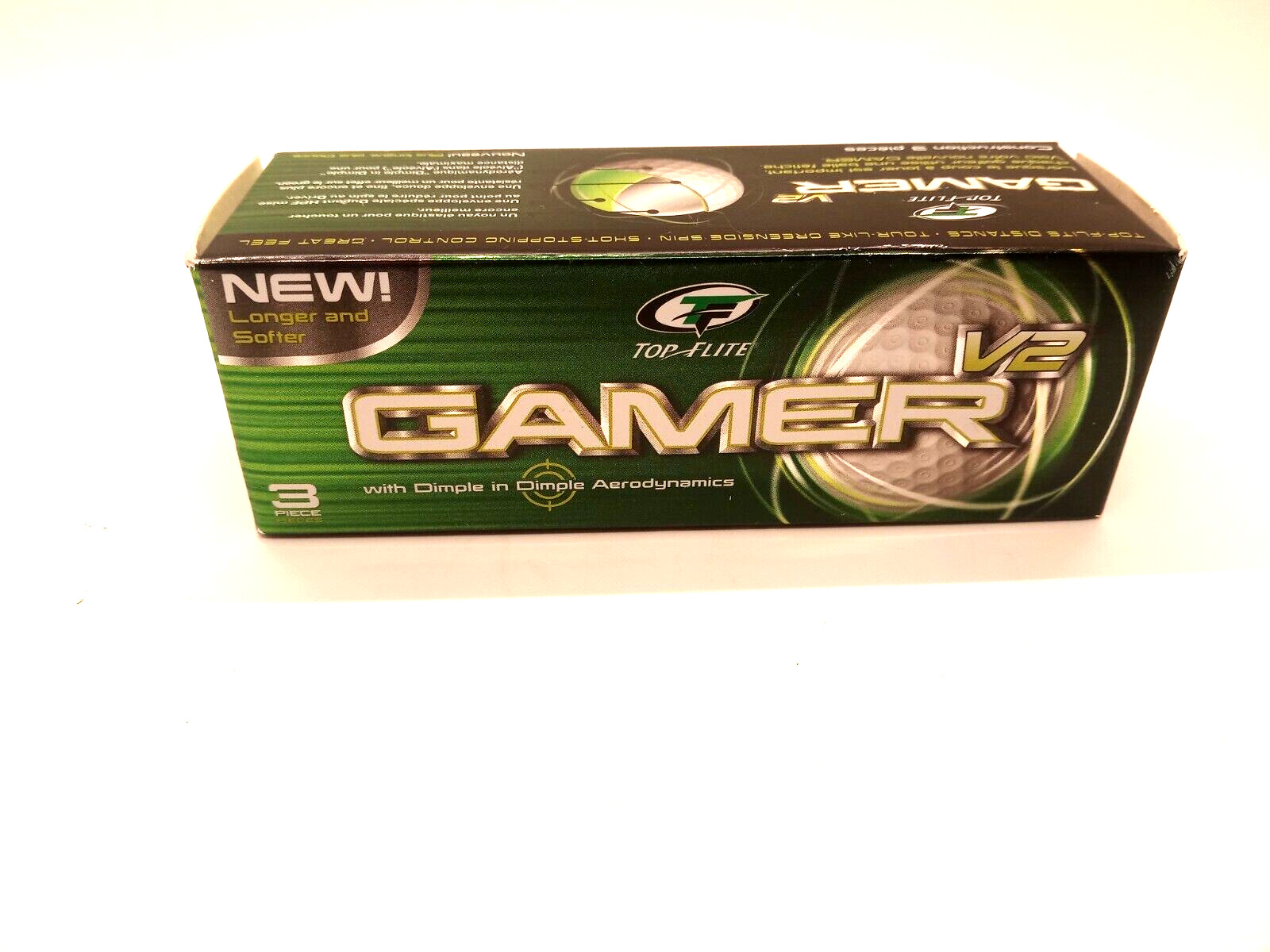 Top-Flite V2 GAMER Golf Ball 3 Count with Dimple in Dimple NEW