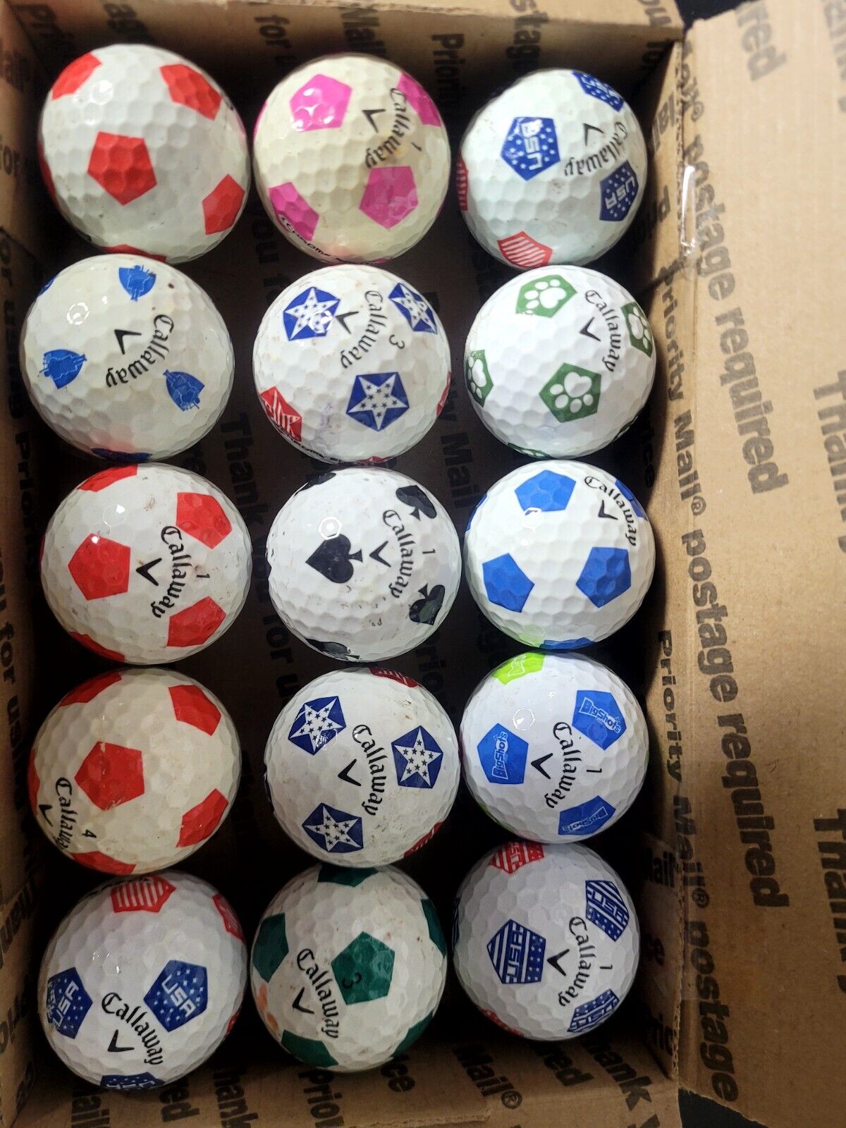 15 Ct. Callaway Chrome Soft Truvis Logo Golf Balls, 3A-5A Some Rare 