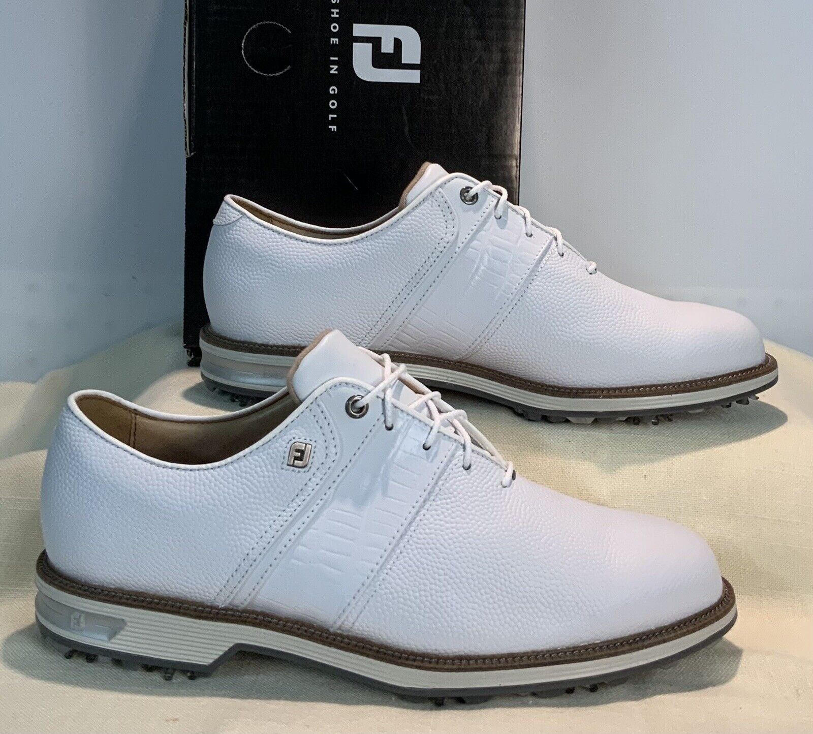 Men’s FOOTJOY MYJOYS Premiere Series Packard Golf Shoes White Gator Size 10W