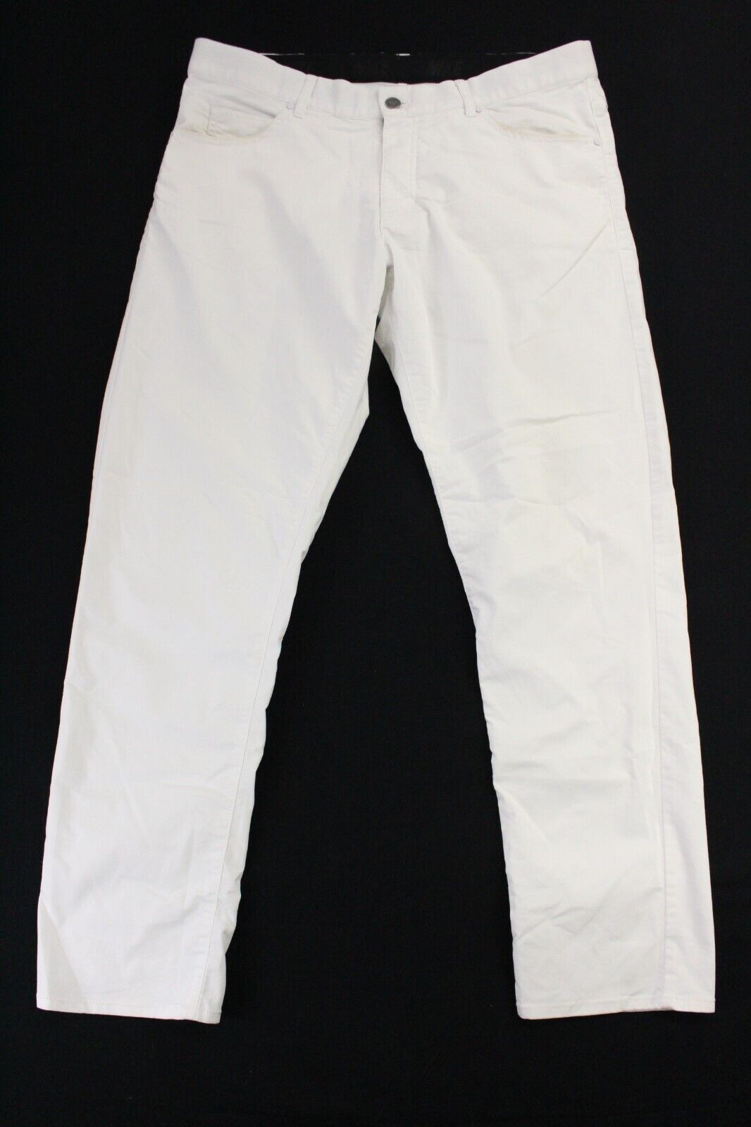 Nike Pants Men 33x30 Flat Front White Dri-Fit Stretch Performance Golf Trouser