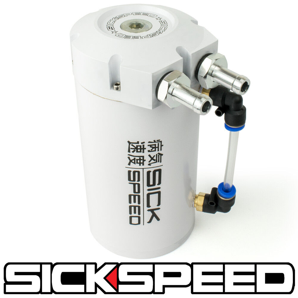 SICKSPEED WHTIE OIL CATCH CAN NON VENTED BAFFLED ENGINE RESERVOIR TANK  P2
