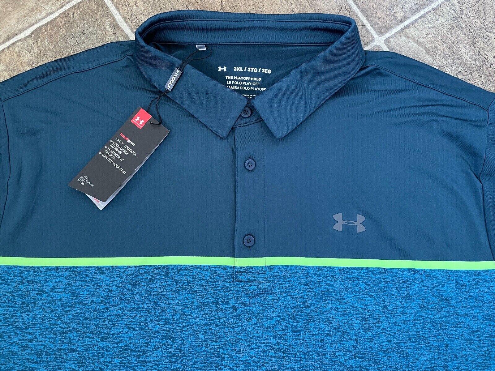 New Under Armour Men\'s Heather Gray Golf Polo Shirt Size 3XL Loose