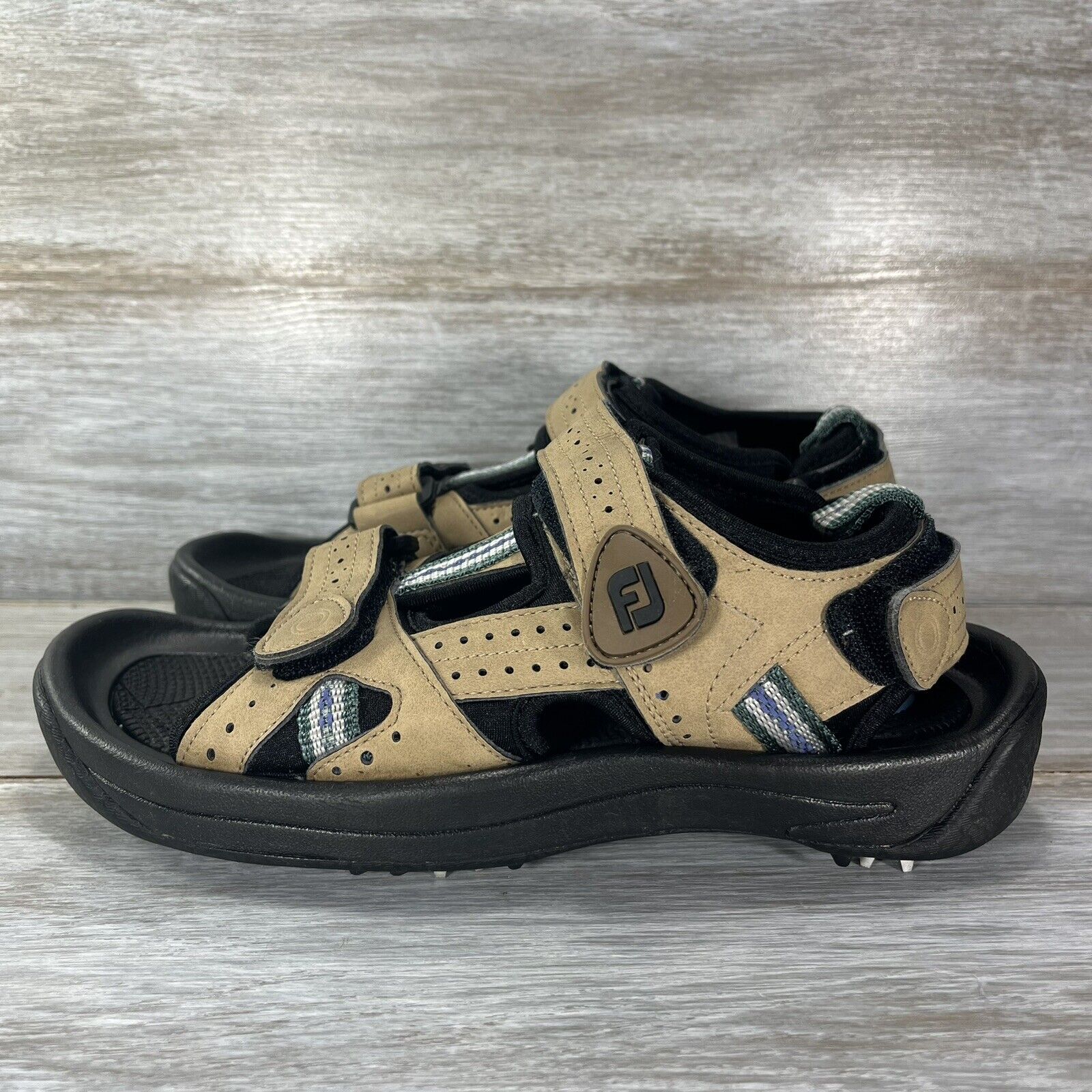 FootJoy Mens Brown Leather Adjustable Straps Spikes Golf Sandals Size 8