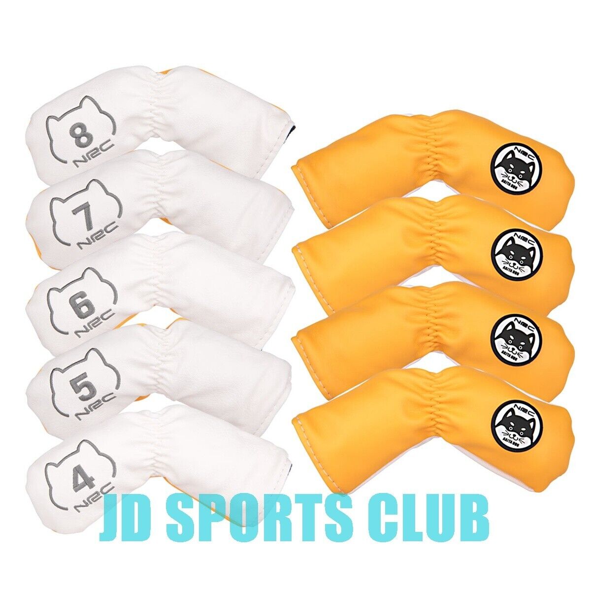 9pcs/set Yellow Akita Dog Golf Iron Club Head Covers 4-9,P,S,A Fit Right Hand