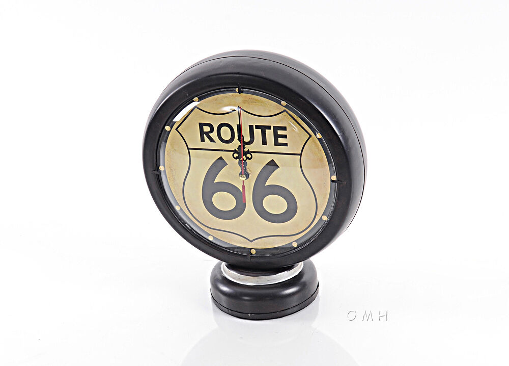 Route 66 Clock Highway Road Sign Gas Pump Vintage 12