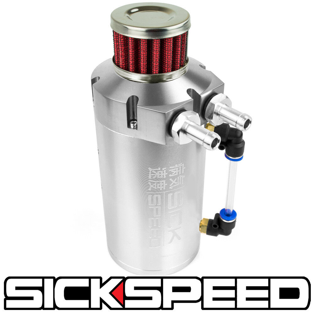 SICKSPEED POLISHED OIL CATCH CAN VENTED BAFFLED ENGINE BREATHER FILTER P2