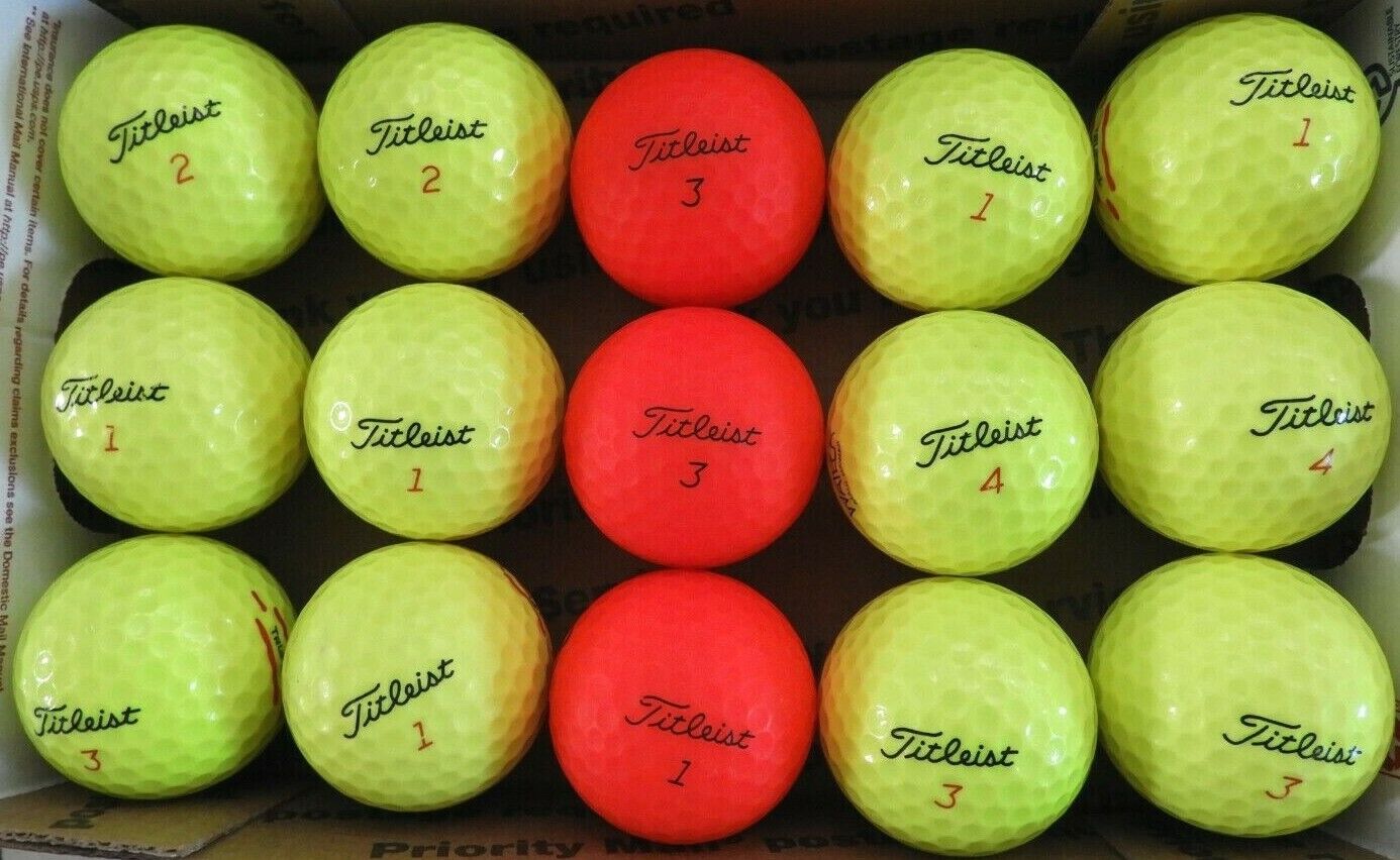 15 TITLEIST TruFeel YELLOW and RED used GOLF BALLS, AAAA,  