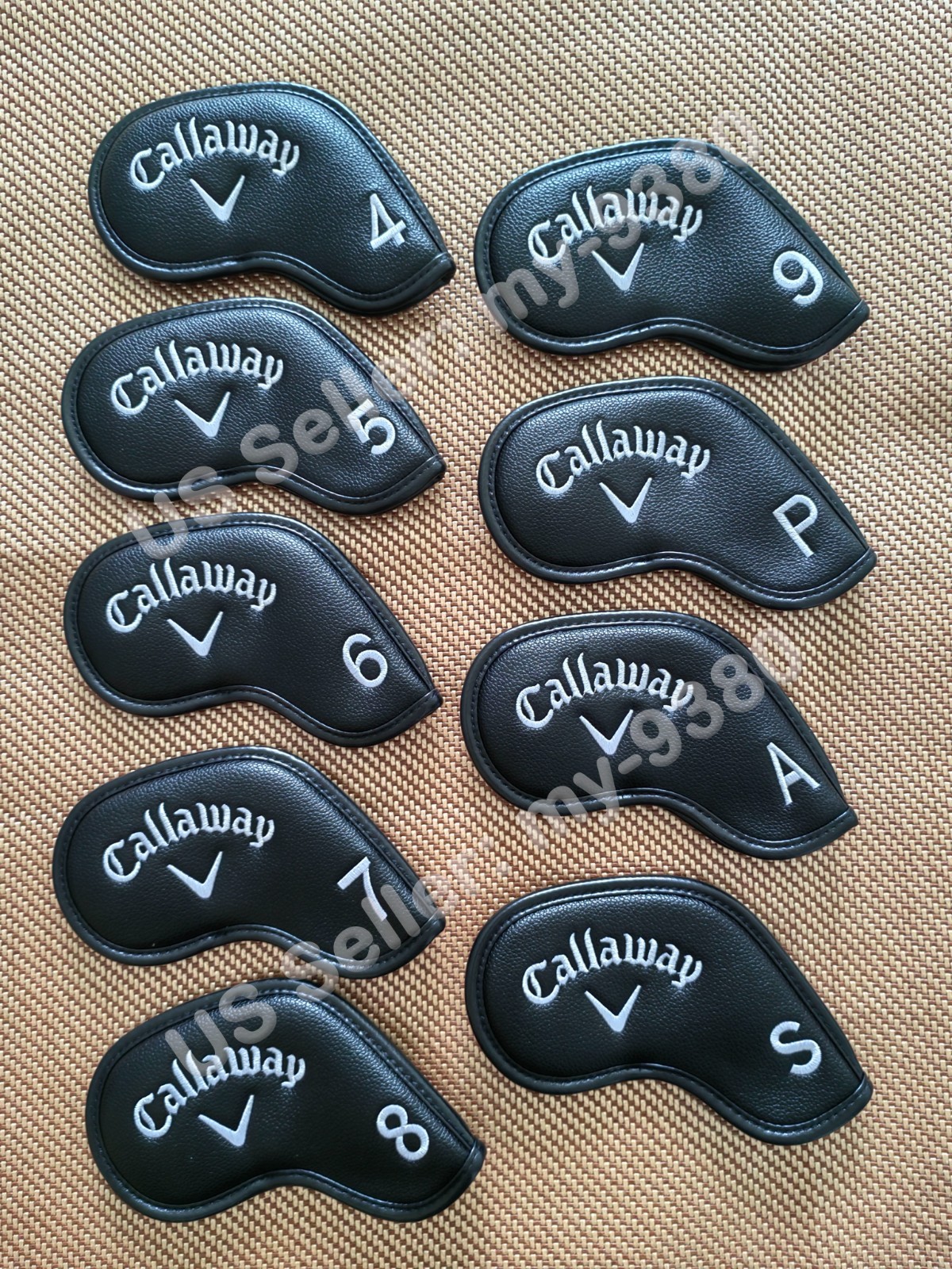 9Pcs Golf Iron Headcovers For Callaway 4-9ASP Golf Covers Case Leather Magnetic