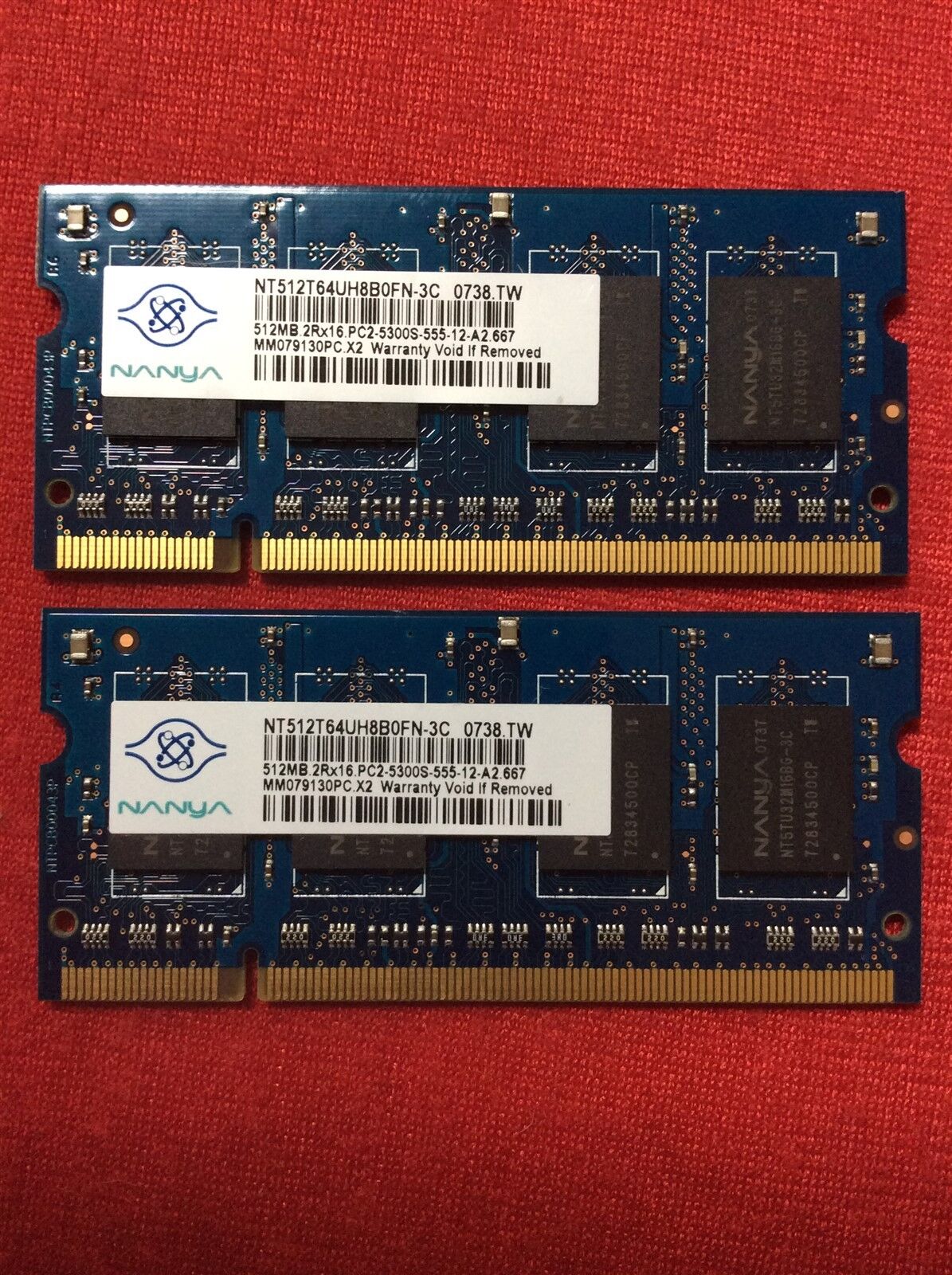 Samsung 512MB 2RX16, set of 2 Computer  Memory TESTED  WORKING - RARE
