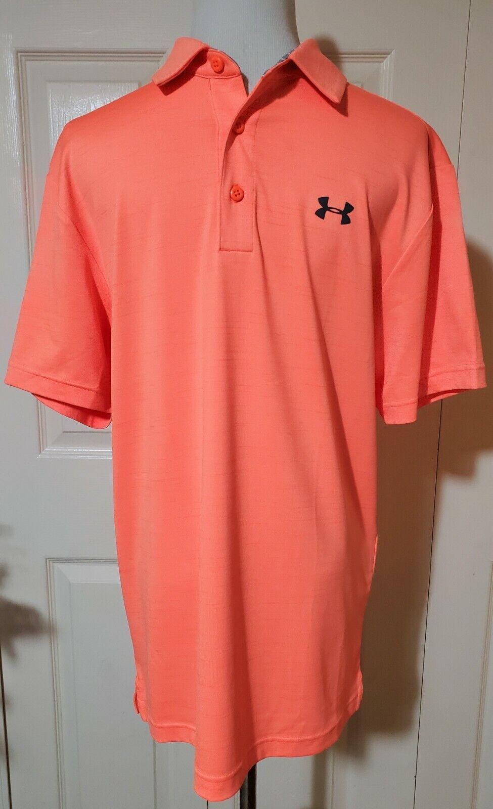 NEW Under Armour Mens Small Short Sleeve Solid Orange Athletic Polo Golf Shirt