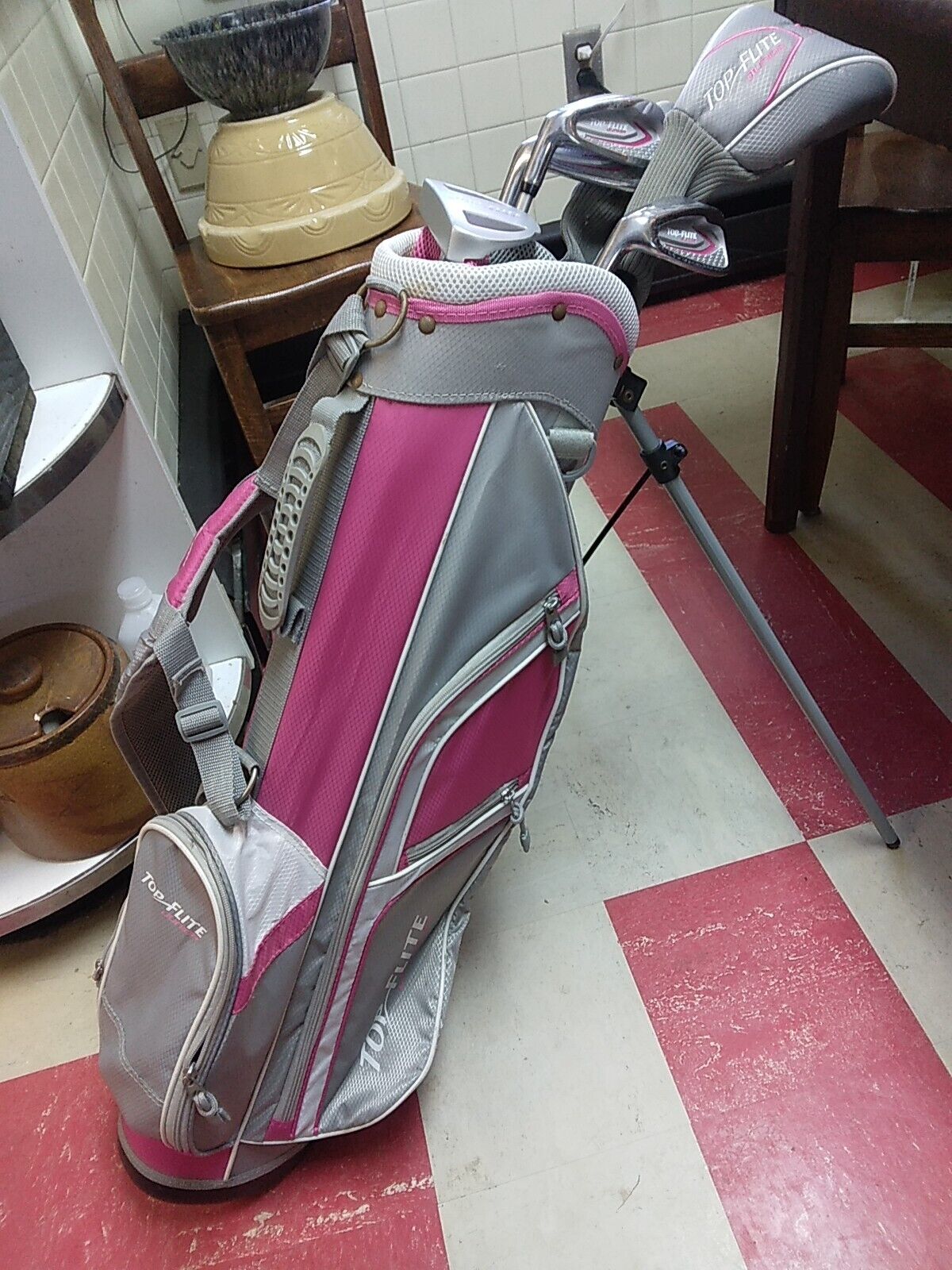 Top Flite Junior Golf Set 6 Clubs + Bag - Pink - LH
