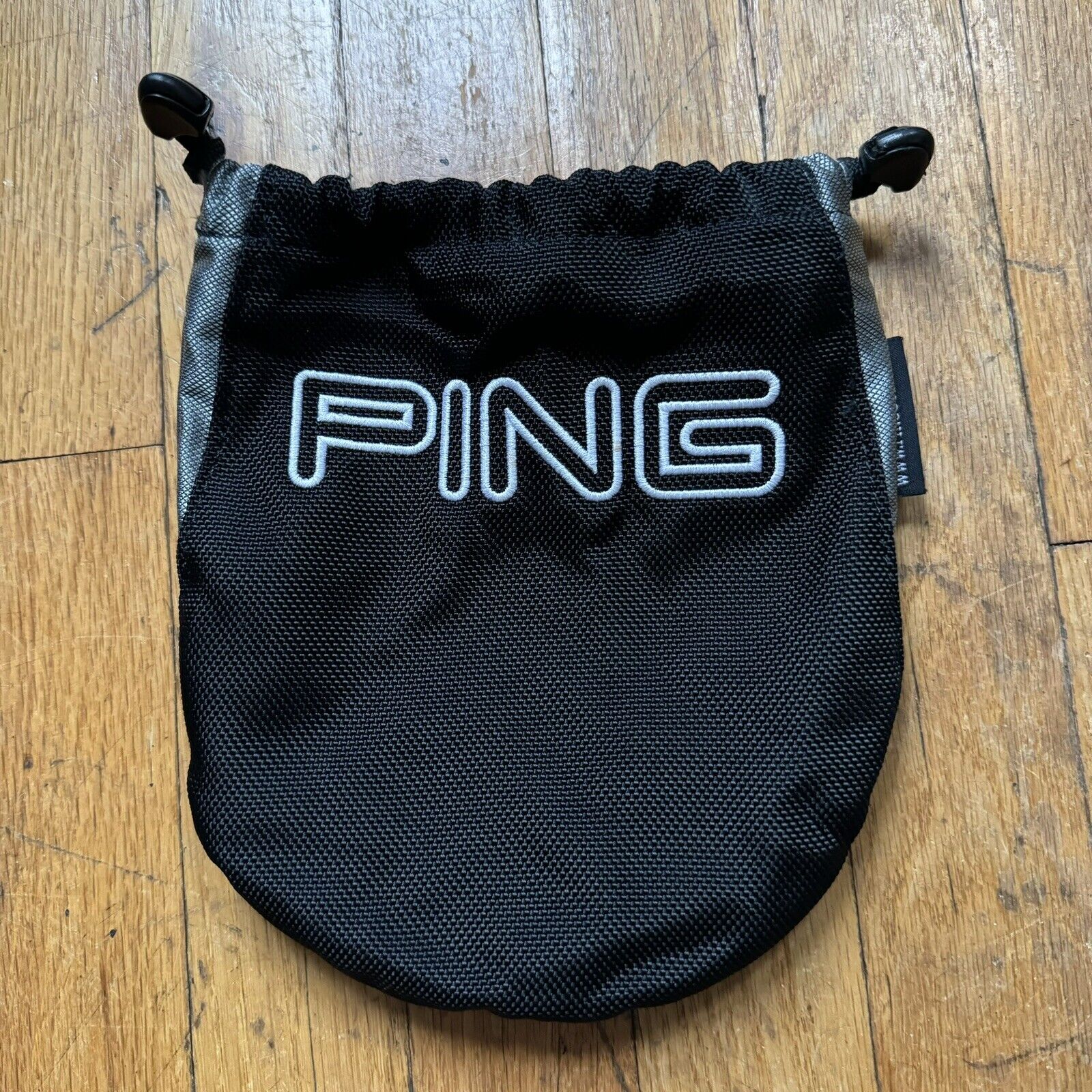 Ping Black Shag Bag Drawstring Fleece Lined Accessories Tote Golf Balls Sports
