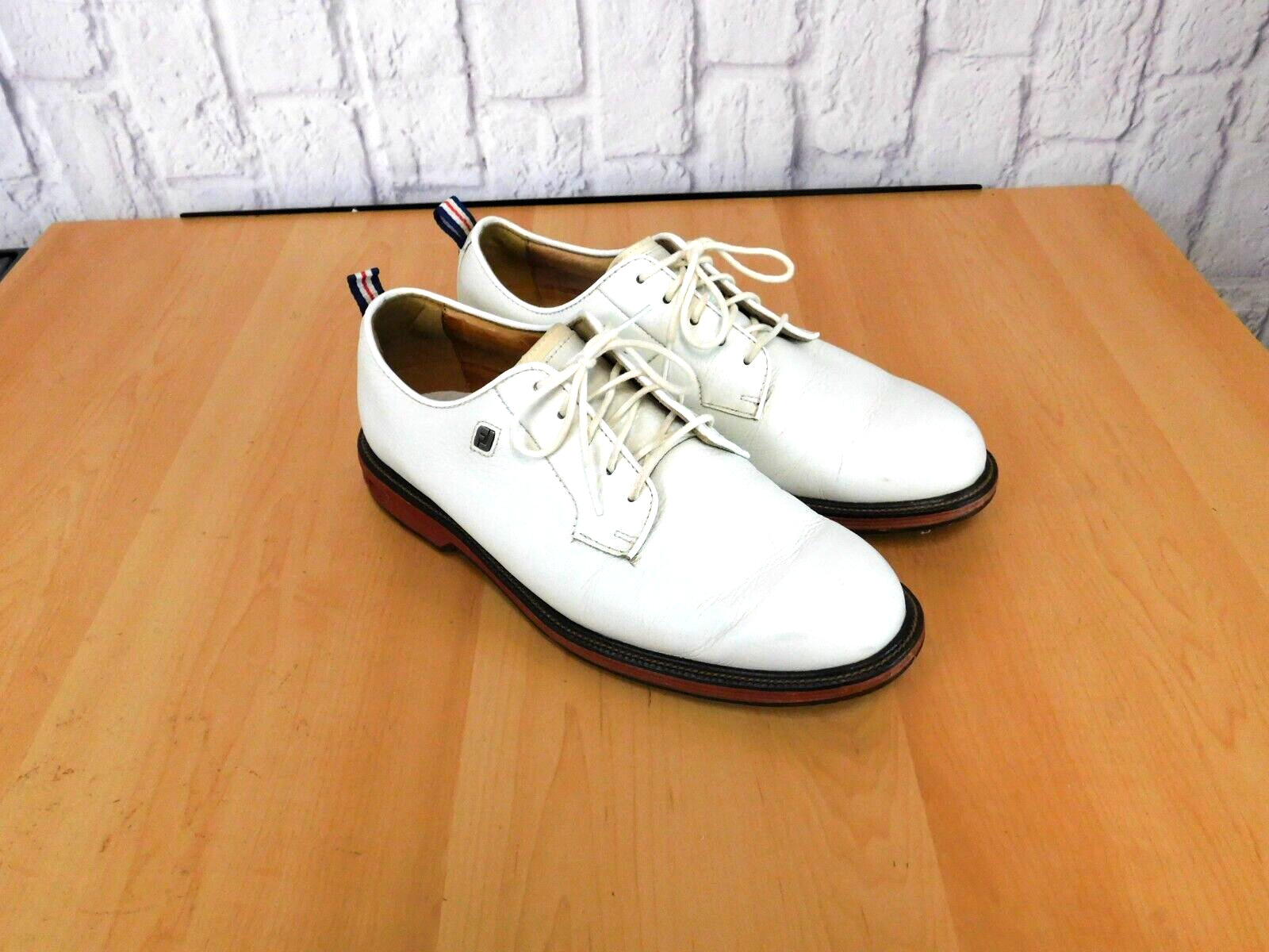 FootJoy Dryjoys Premiere Series Field Golf Shoes Size 8 - White/Brick 53989