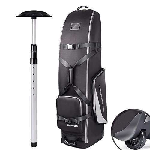 CHAMPKEY 1200D Soft Padded Golf Travel Bag with Support Rod  Black（PRO Version）