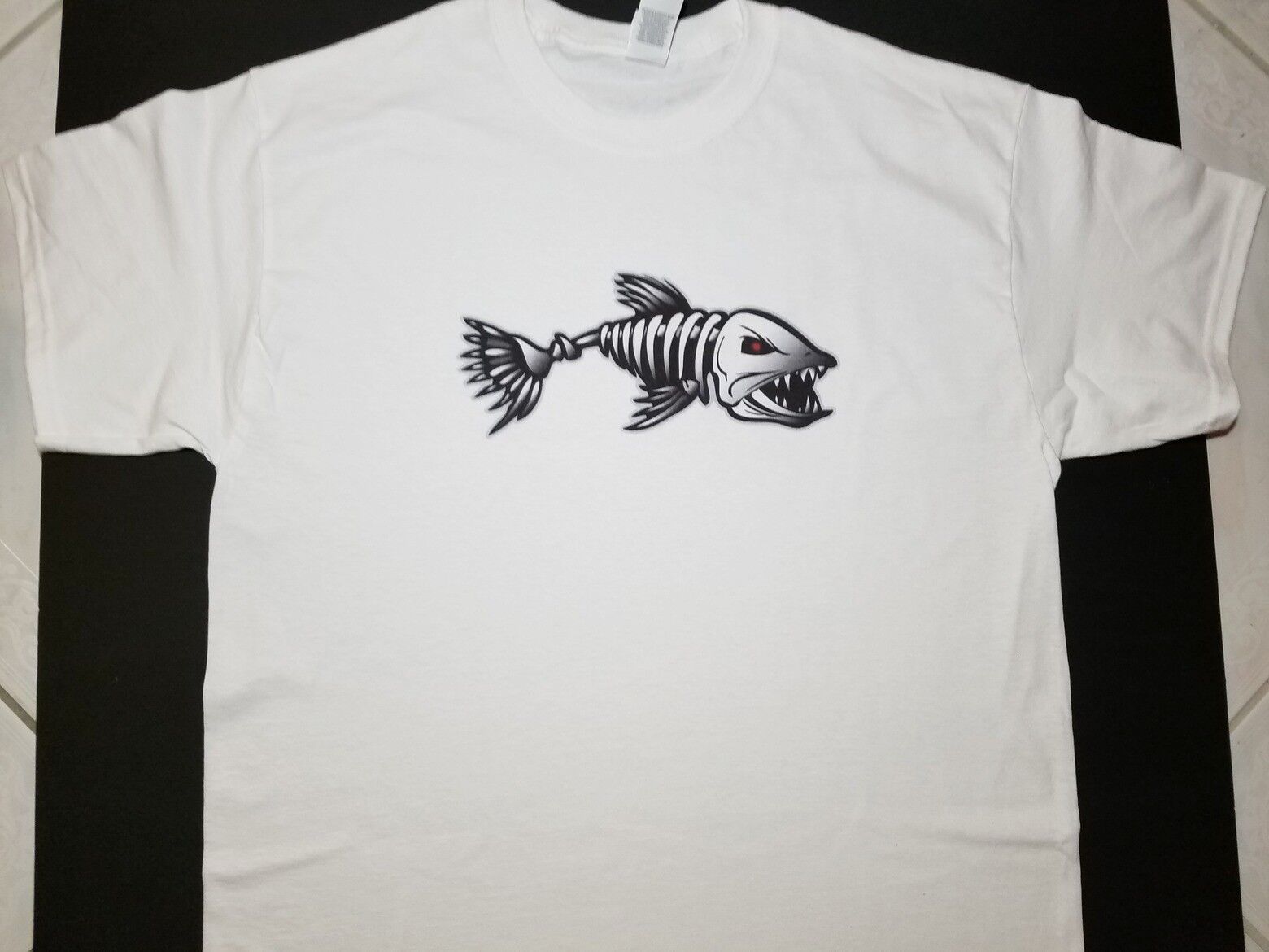 Brand New FEROCIOUS SKELETON FISH T-Shirt ferocity fishbone fish bone go fishing