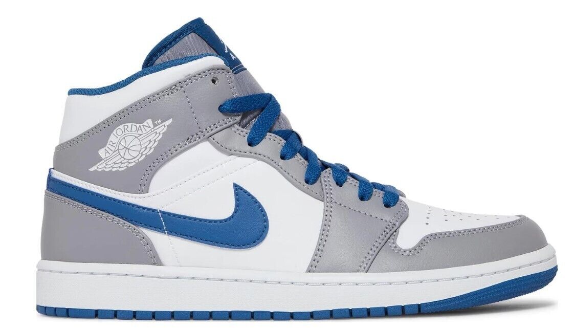Nike Air Jordan 1 Mid Men\'s True Blue Gray White Multi Sizes NEW DQ8426-014