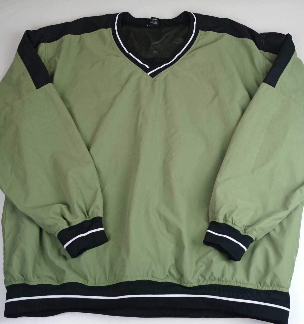 Men\'s Nike Golf Pullovers Windbreaker Khaki Green With Lining V Neck Size XXL