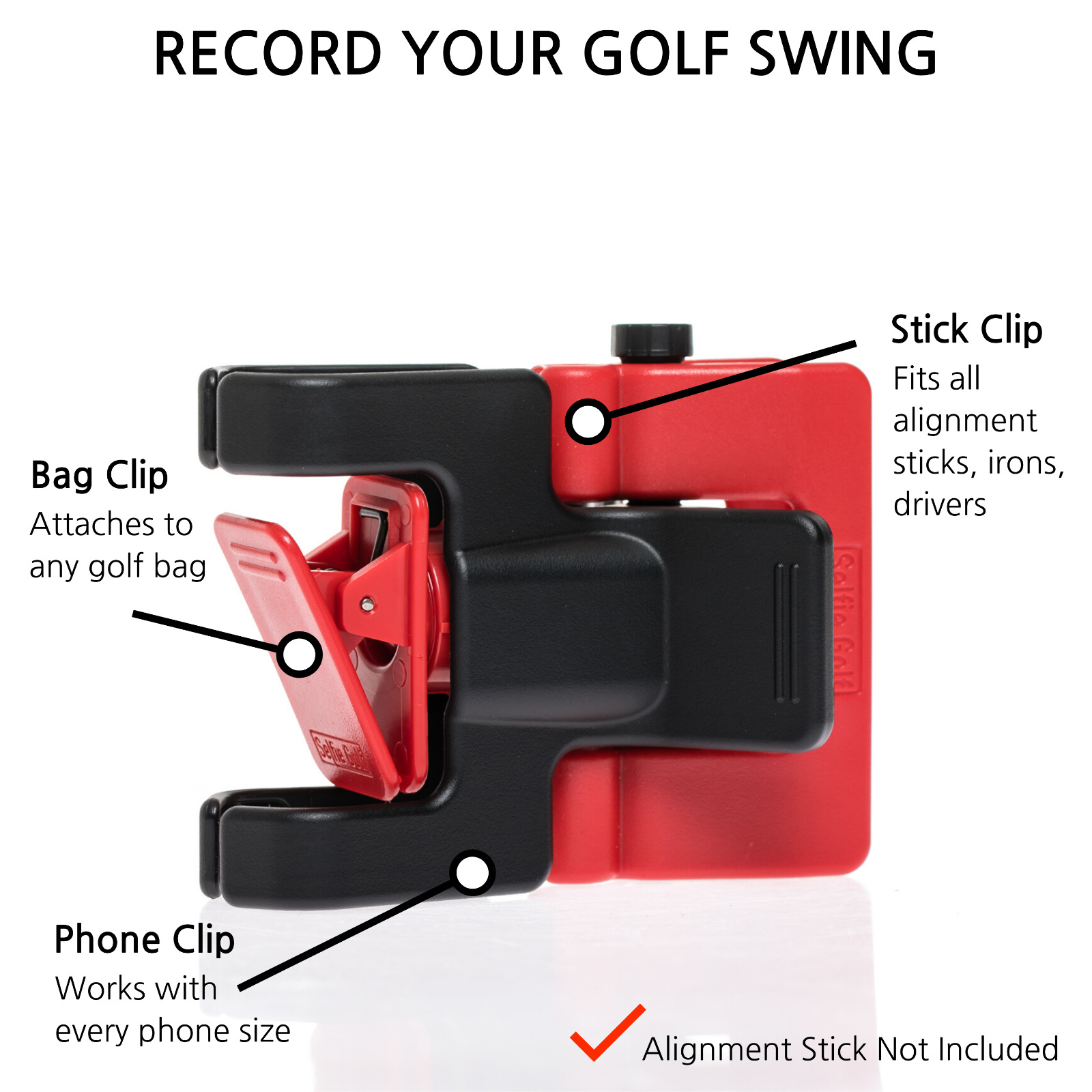 SelfieGOLF Record Golf Swing - Cell Phone Holder Golf Analyzer Accessories