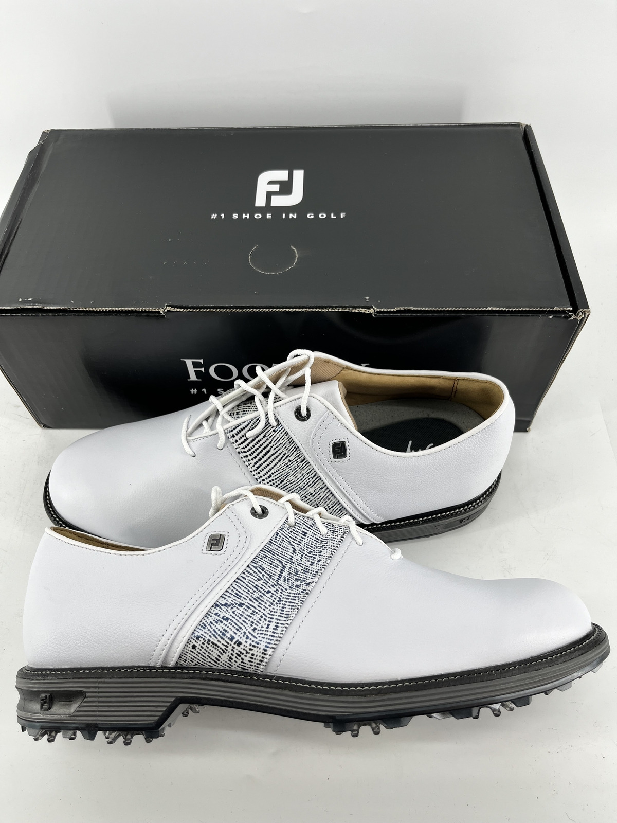 Footjoy Myjoys Premiere Series Packard Golf Shoes White Black Custom 10.5 M