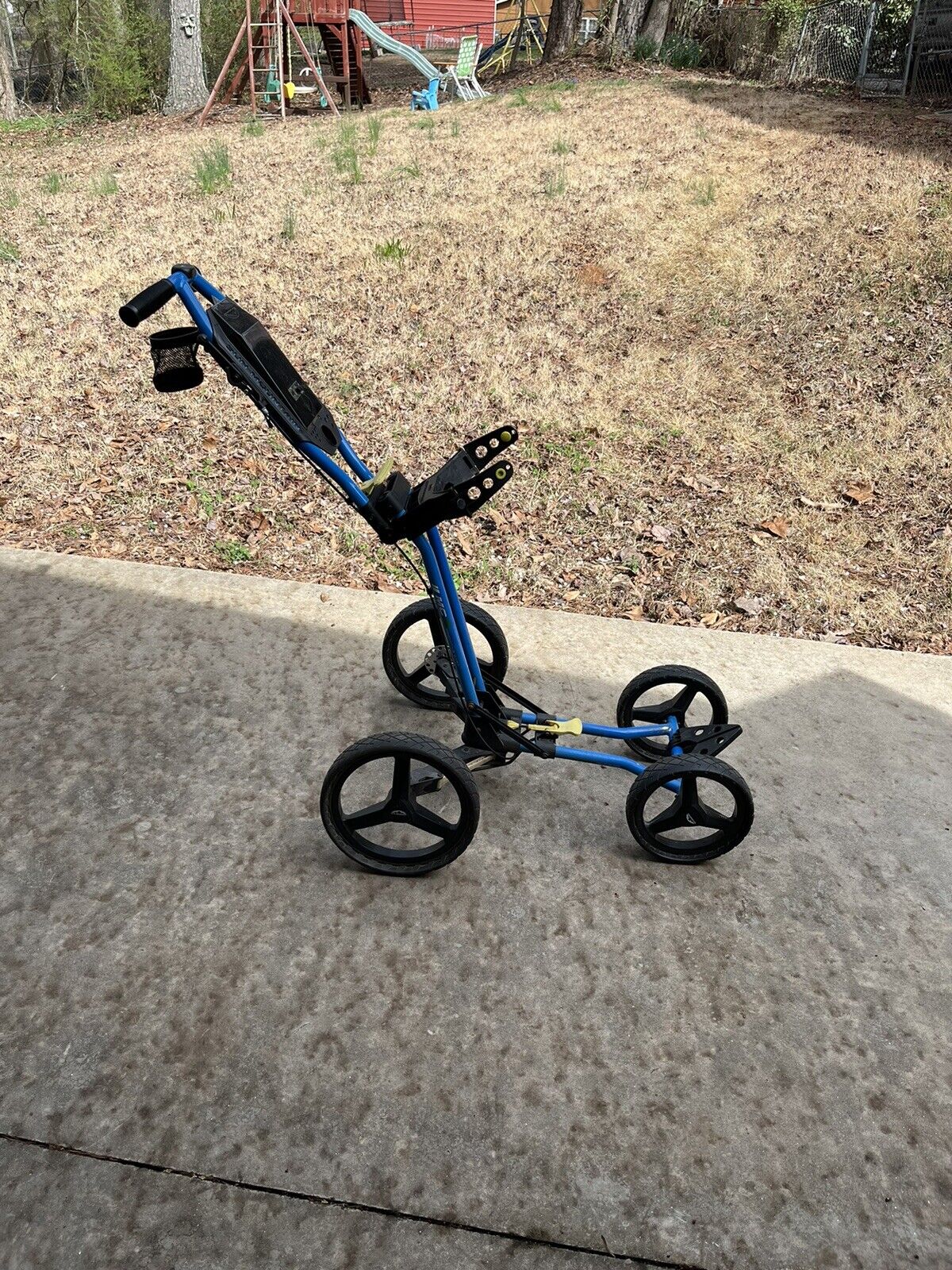 Sun Mountain Micro-Cart Blue 4 Wheel Collapsible Golf Push Cart/Trolley