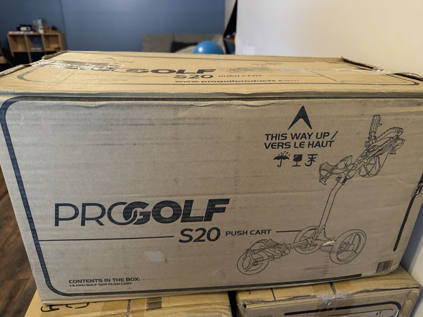 Pro Golf S20 3 Wheel Push Cart - Easy to Fold System - Lightweight 15.0 LBS NEW
