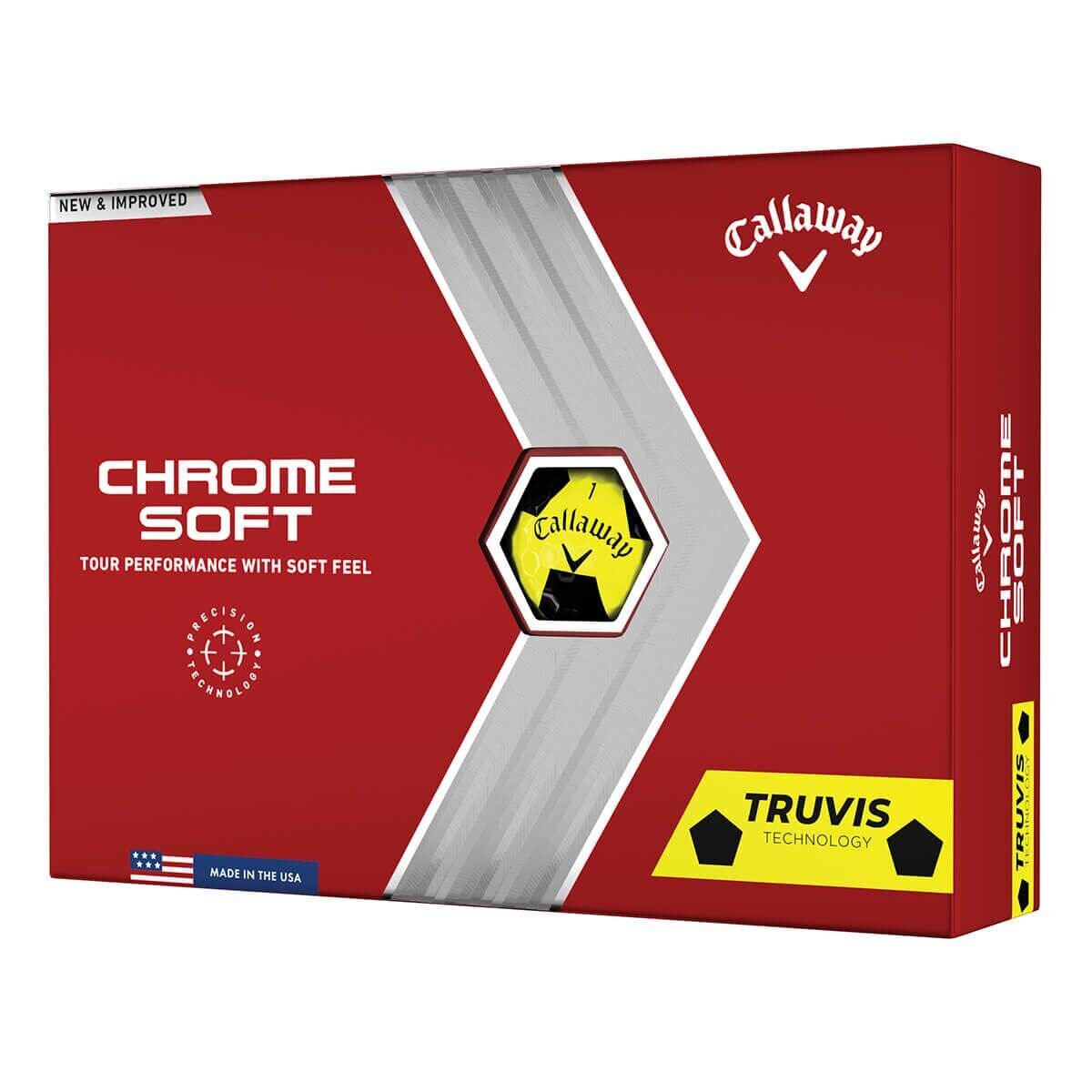 Golf 2022 Chrome Soft Golf Balls, Yellow/Black Truvis