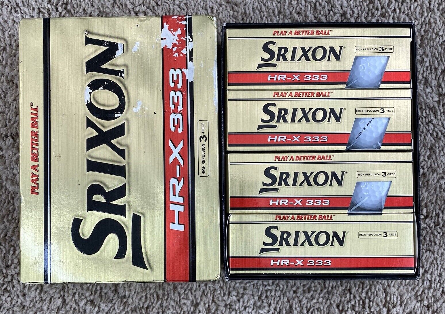 Srixon HR-X 333 High Repulsion 3 Piece Golf Balls (4 Sleeves/12 Balls) New