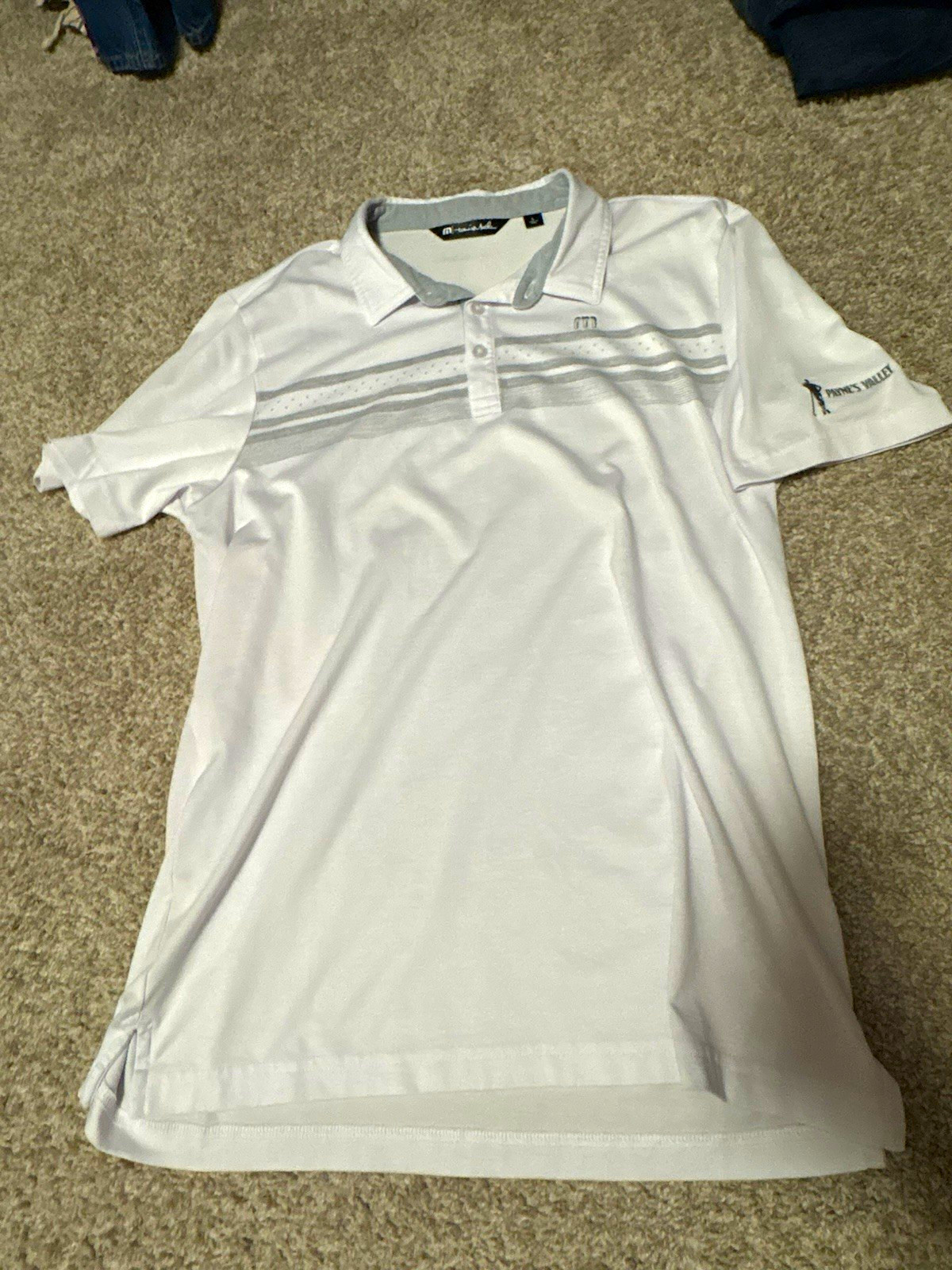 TravisMathew Men\'s White Payne’s Valley Polo Large