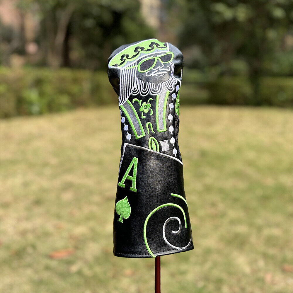 New Playing Card Golf Wood Head Covers Driver Fairway Woods Hybrid PU Headcovers