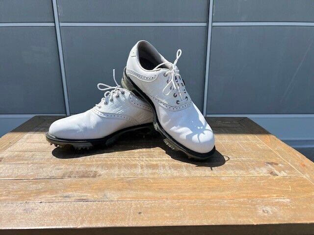 Footjoy Dryjoys Tour Men\'s White Leather/Faux Croc White Golf Shoes 53607 Size 7