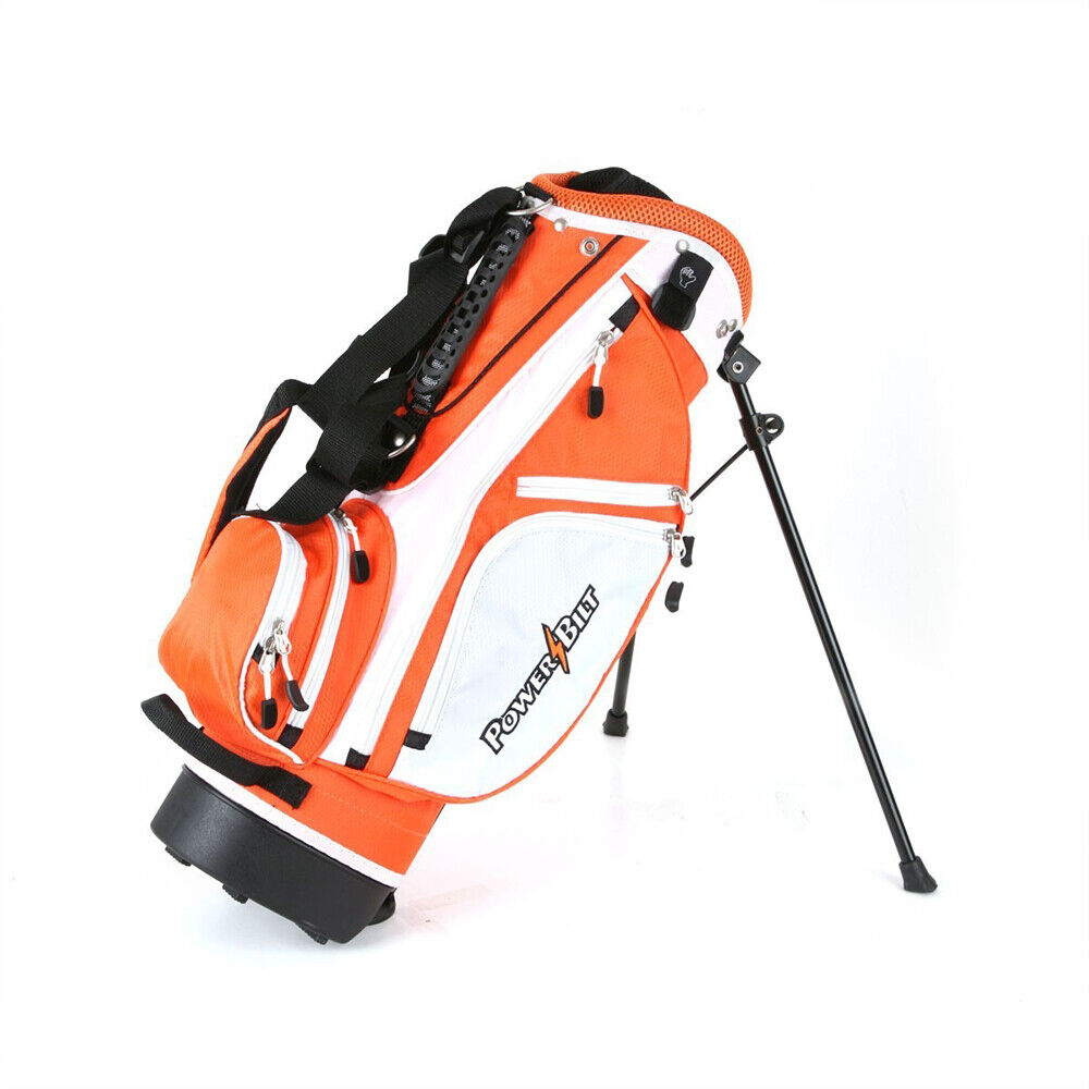 NEW PowerBilt Golf Junior Stand Bag Orange / White Ages 3-5 Power Bilt Jr.