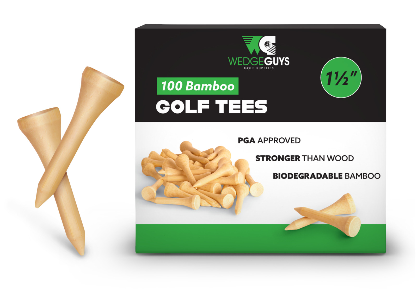 Bamboo Golf Tees - 2.75, 3.25, and 1.5 Inch - Choose Quantity