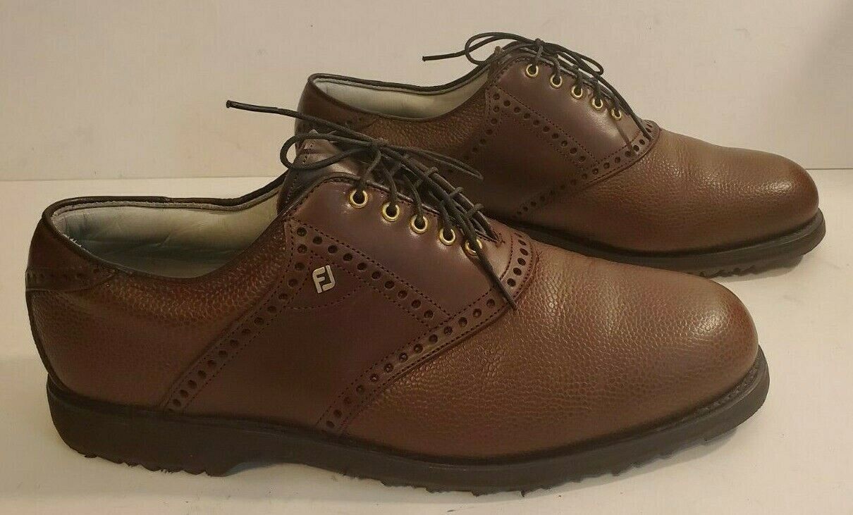  Footjoy Classics Dry Waterproof Brown Saddle Men\'s Golf Shoes Spikeles SZ 10 D