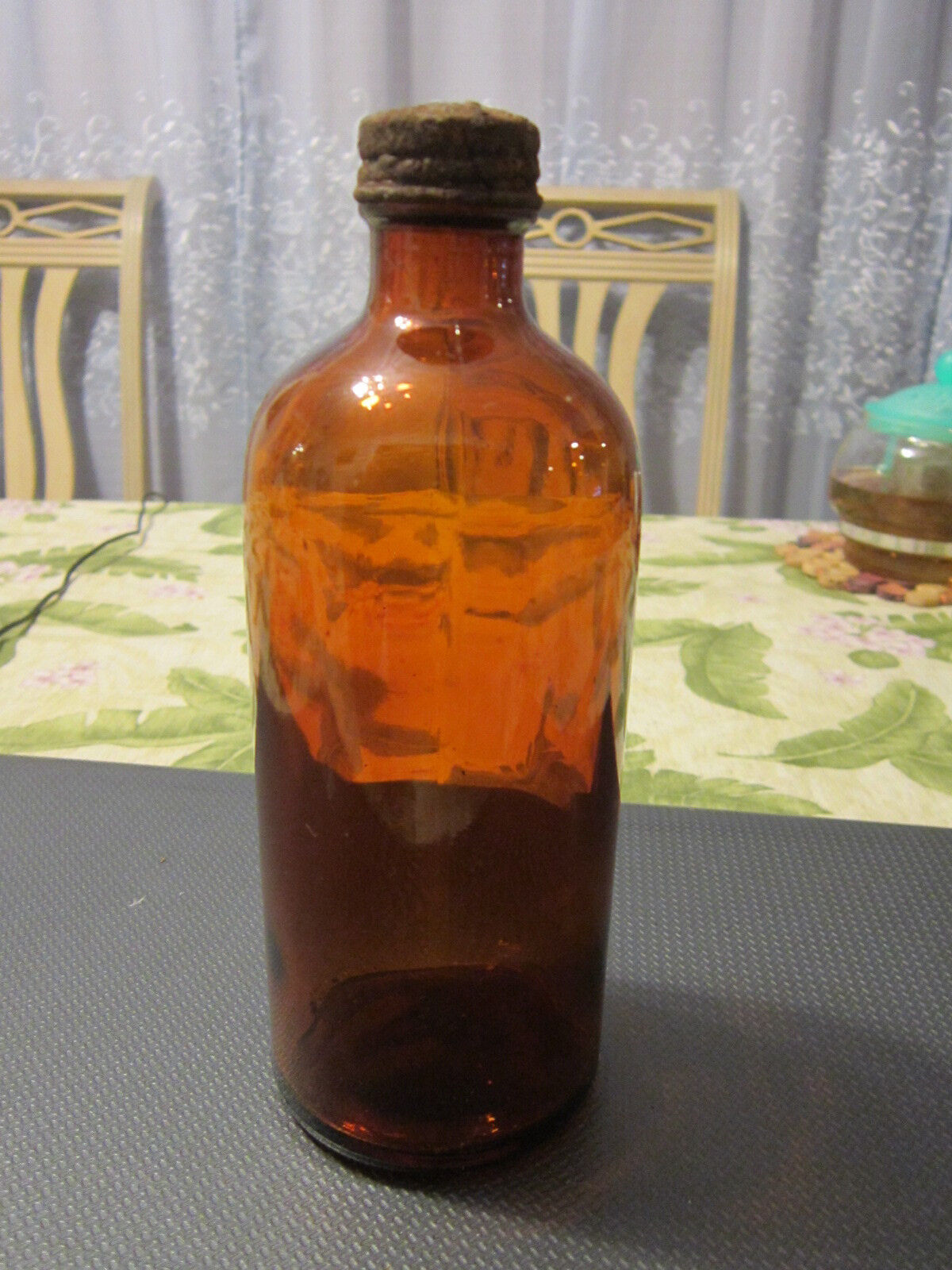 Antique/Vintage Brown Glass Bottle with Cap