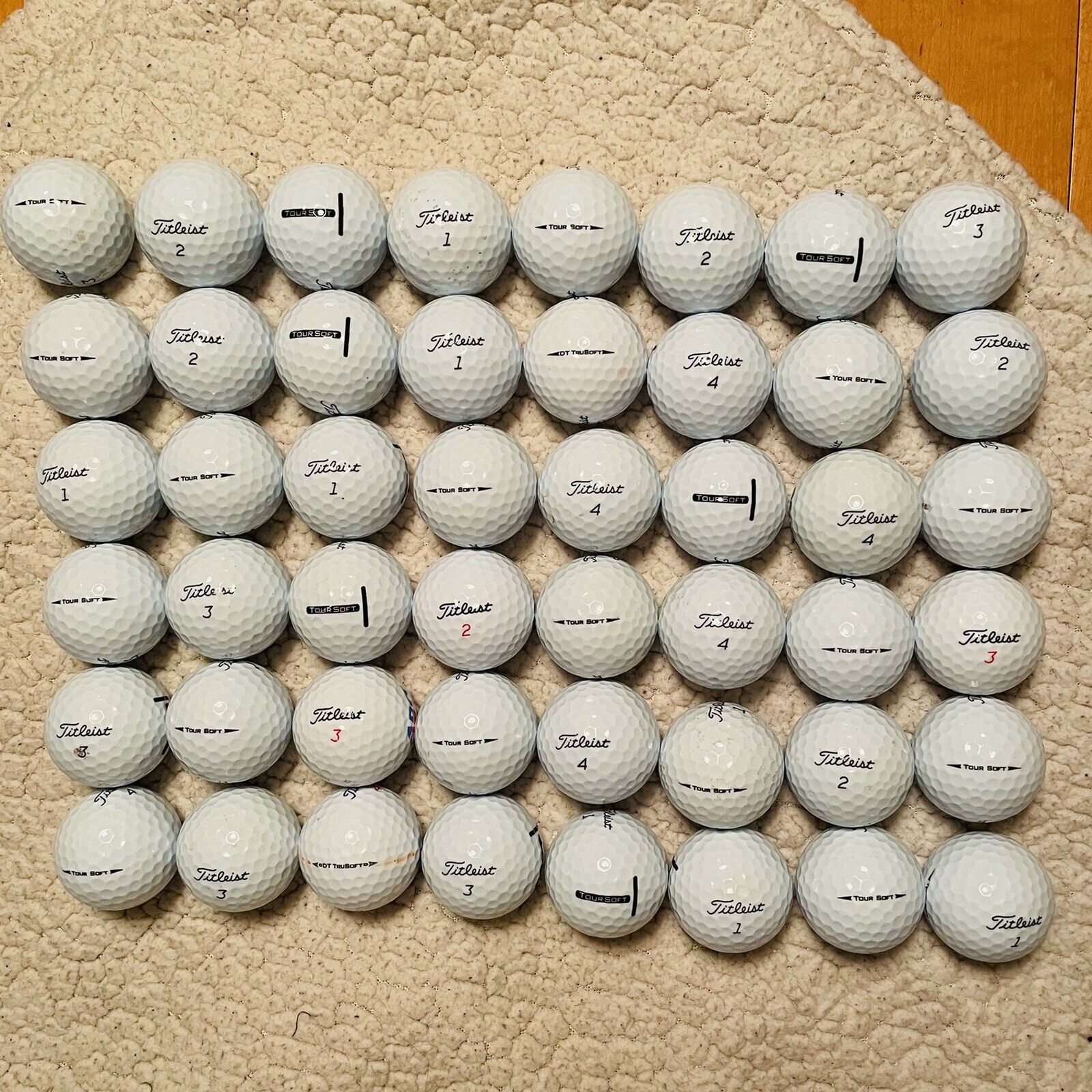 $40 For 4 Dozen Titleist Tour Soft And DT Tour Soft Golf Balls. Used,AAAAA/AAAA