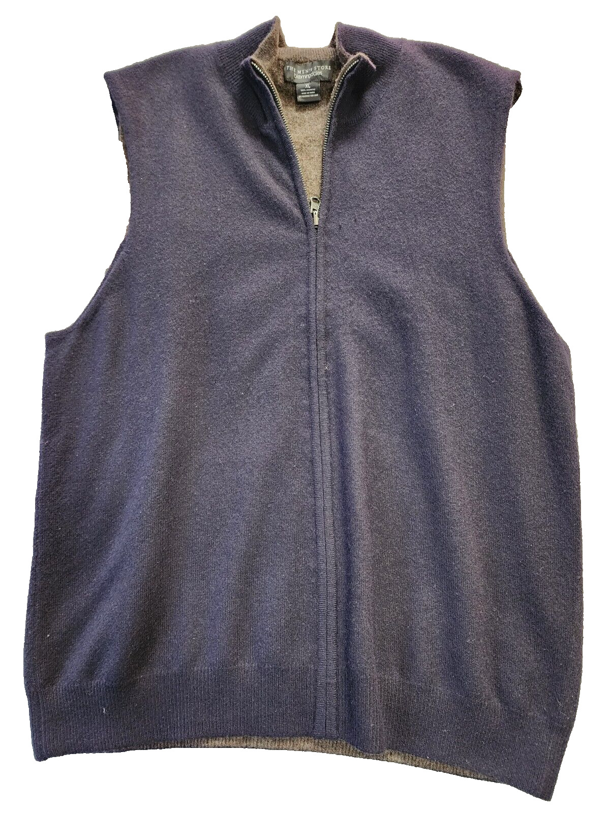 Bloomingdale\'s XL The Men\'s Store 100% Cashmere 1/4 Zip Vest in Navy - $228