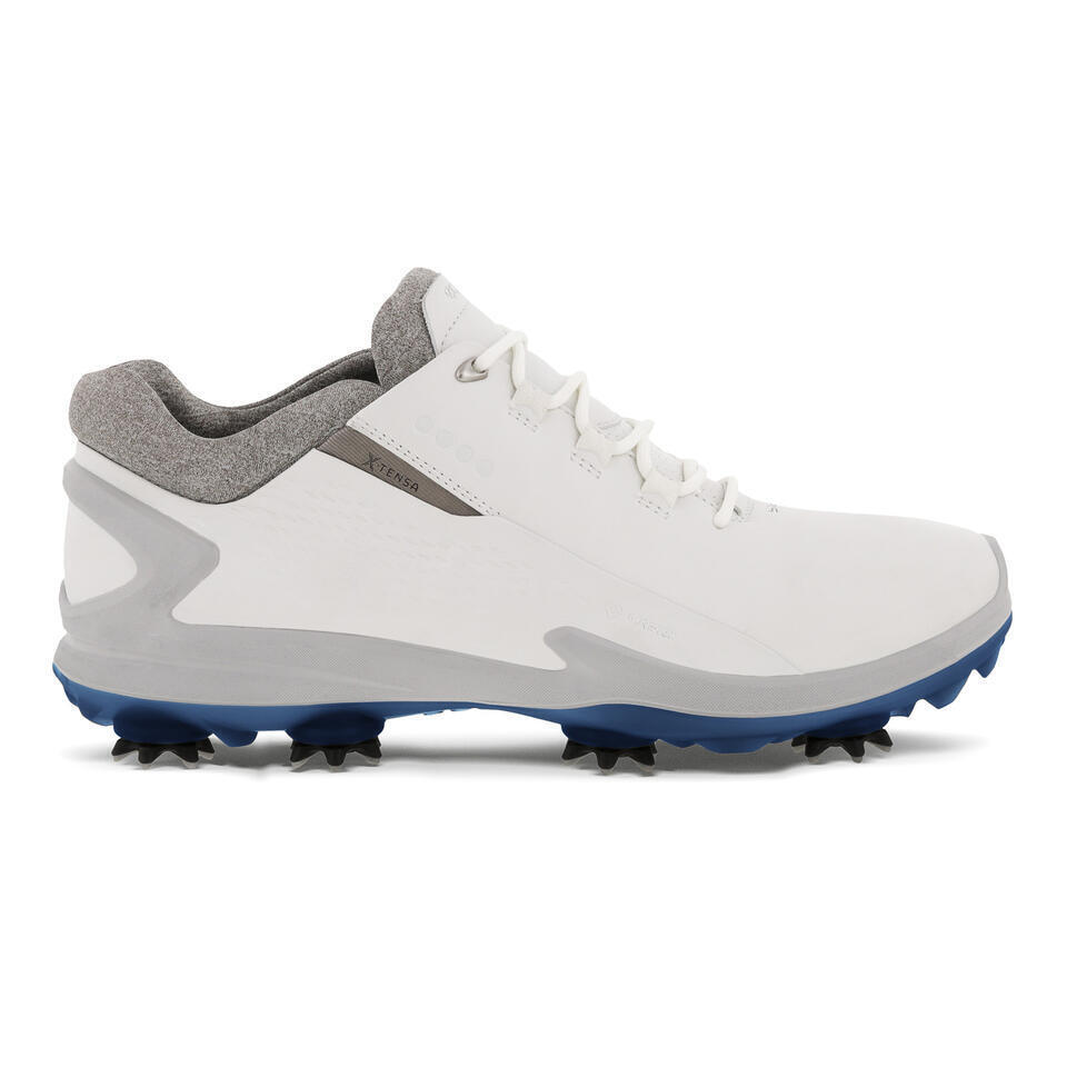 Ecco Golf Biom G 3 Shoes White Gray Blue Yak Leather Mens SZ ( 131824-01007 )