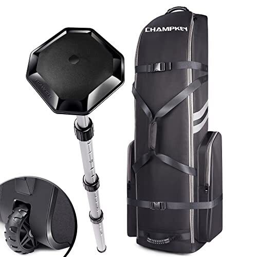 CHAMPKEY Premium Soft-Padded Golf Travel Bag with Anti-Impact Support Black