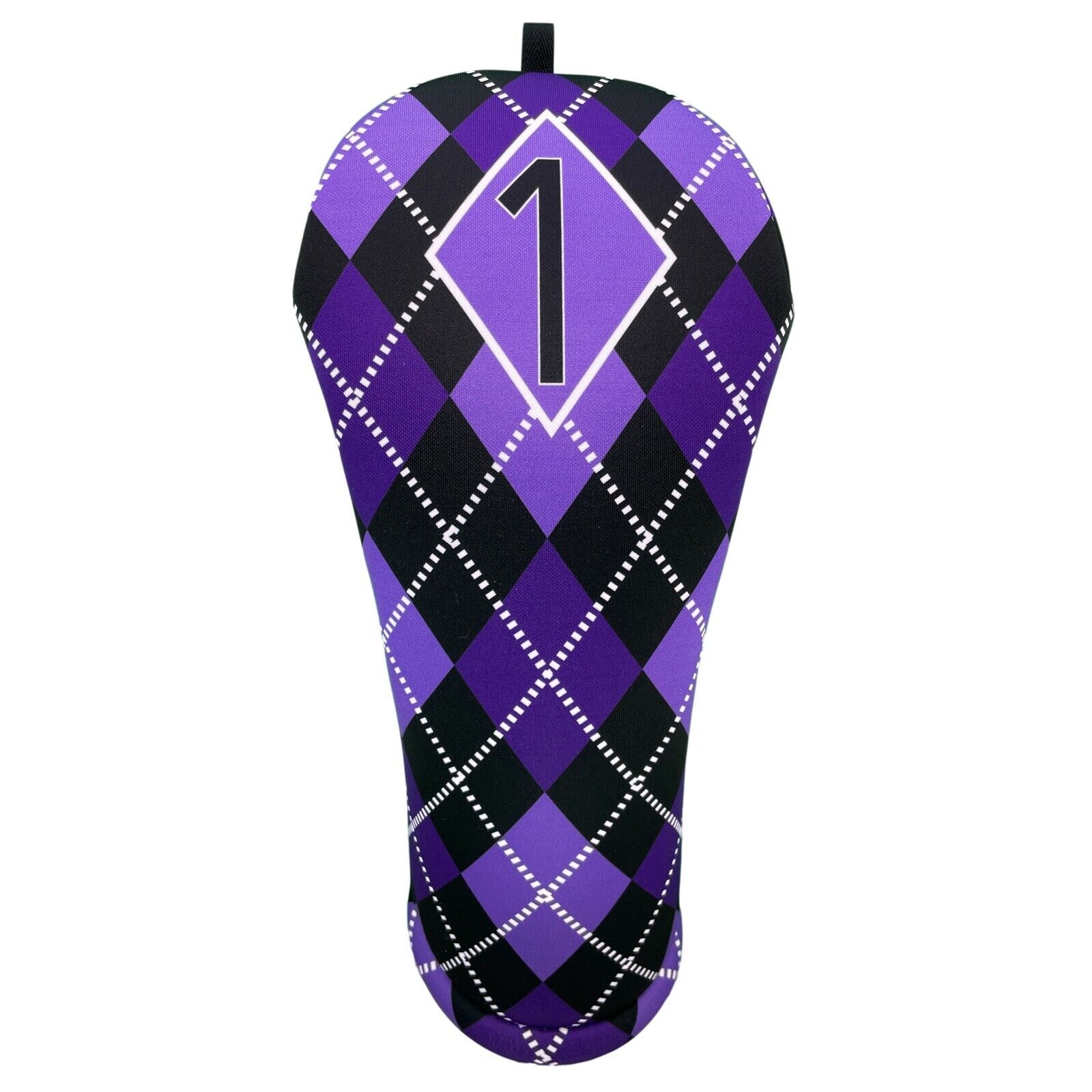 BeeJos Purple and Black Argyle Golf Club Head Covers