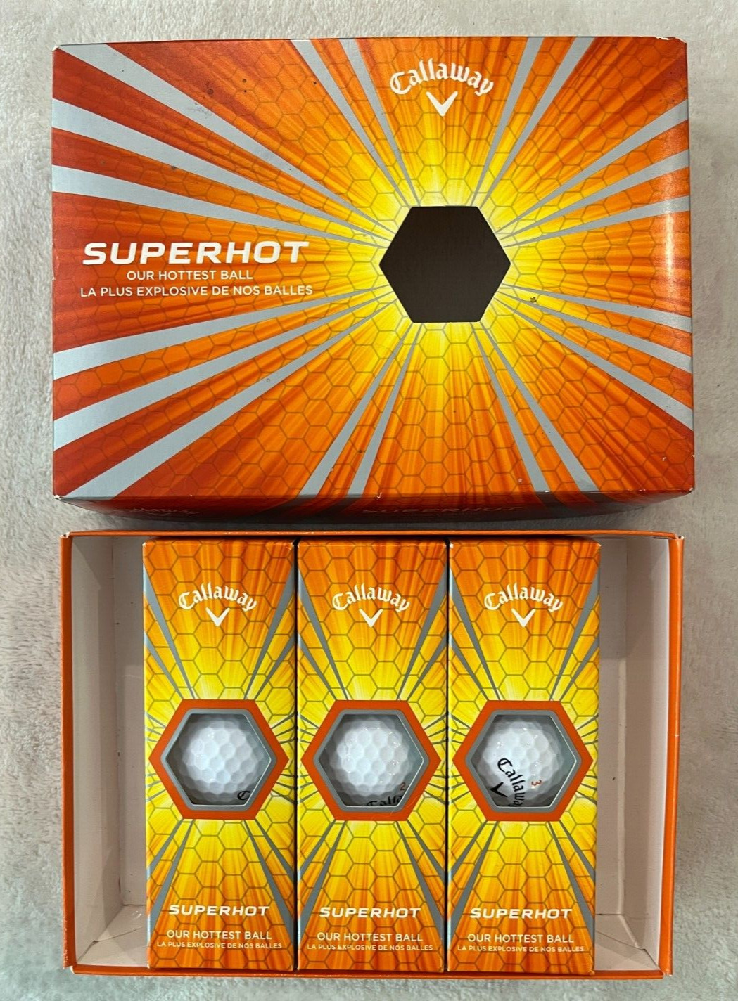 Callaway Superhot Our Hottest High Velocity Core 9 Pack Balls 3 Sleeves Of 3 NEW