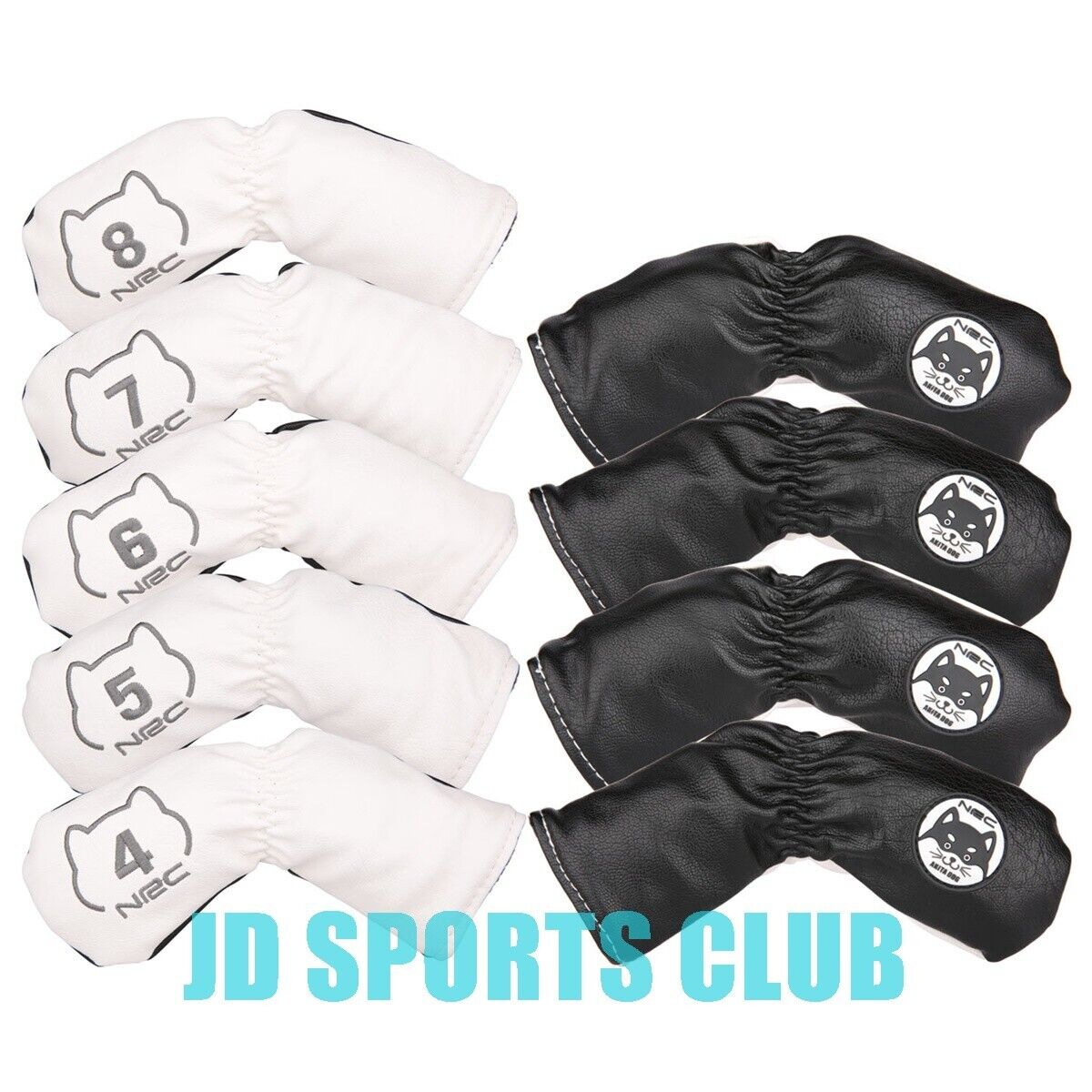 9pcs/set Black Akita Dog Golf Iron Club Head Covers 4-9,P,S,A Fit Right Hand